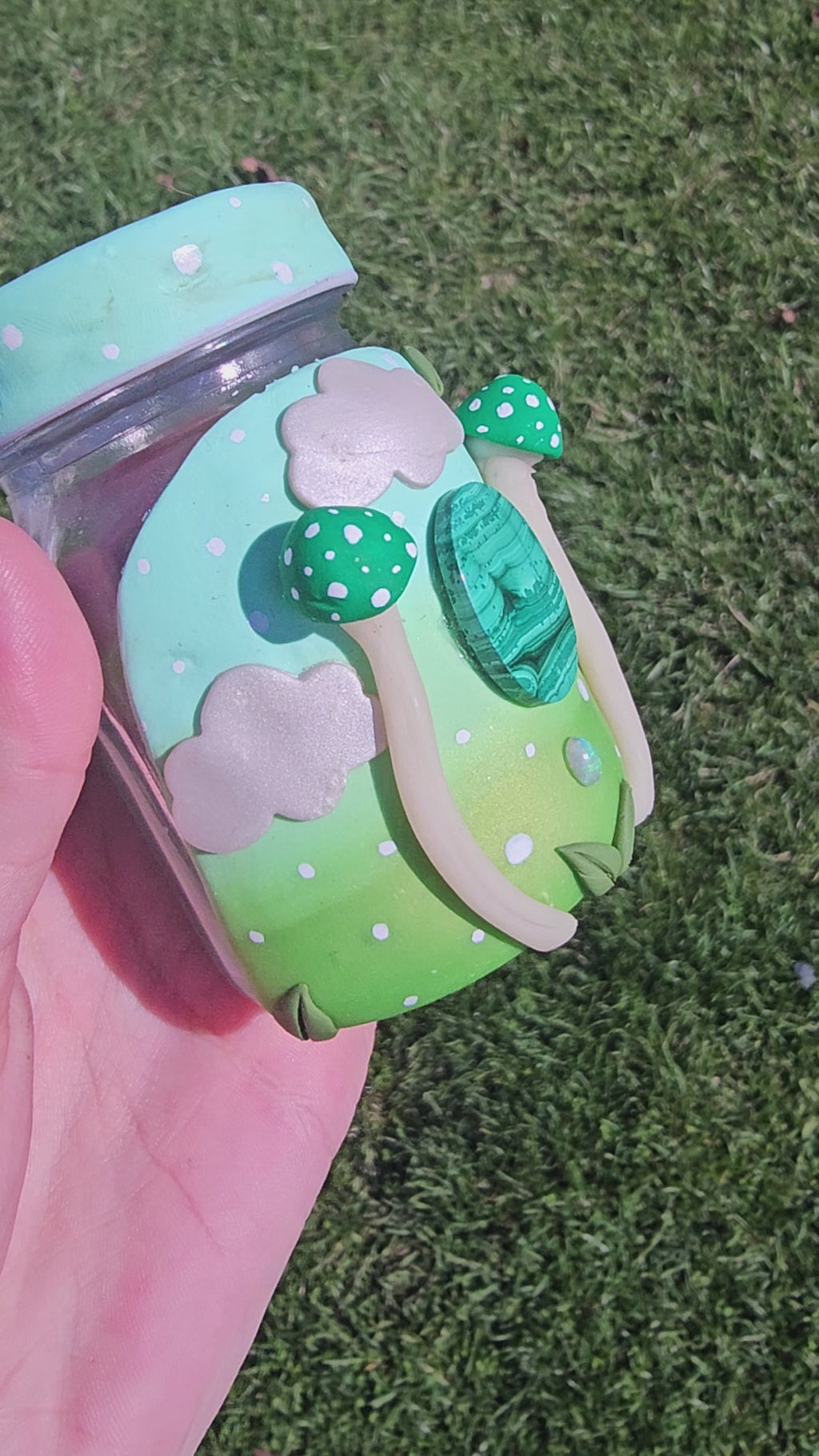 Malachite green mushroom jar