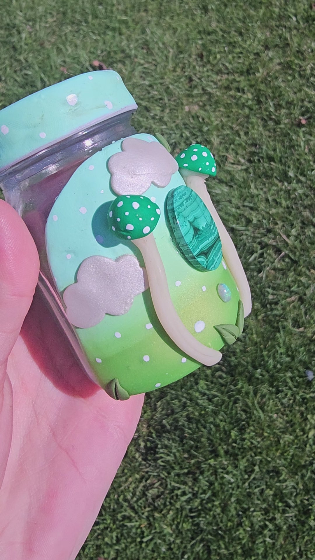 Malachite green mushroom jar