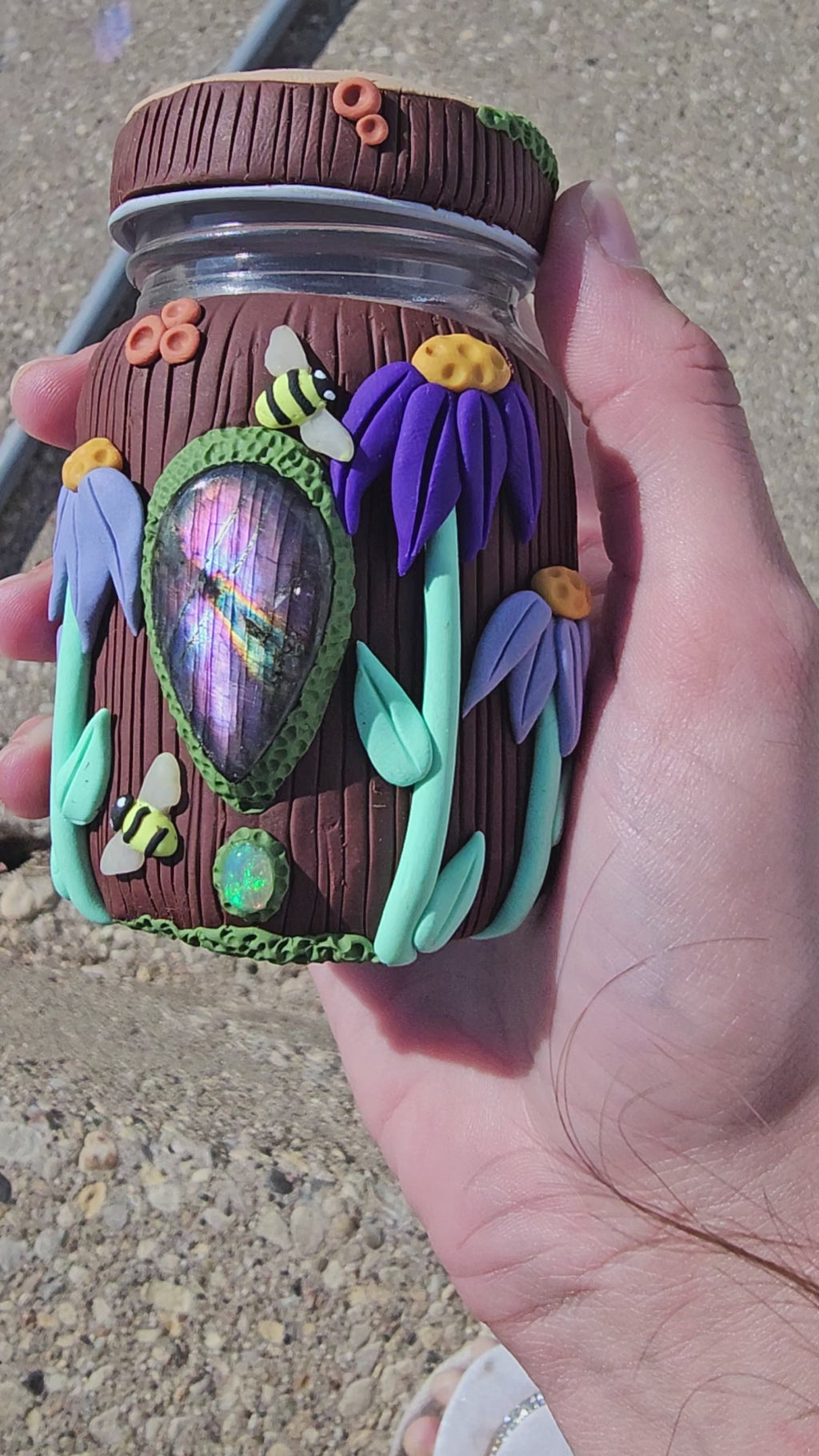 Purple Labradorite Ethiopian opal purple sunflower jar