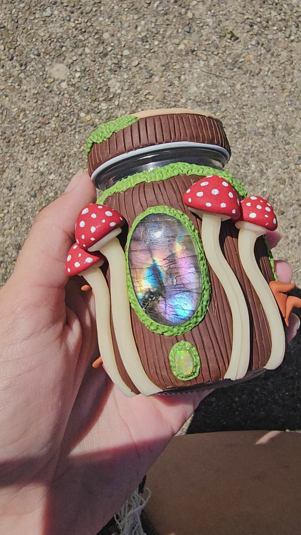 Amanita purple Labradorite Ethiopian opal jar