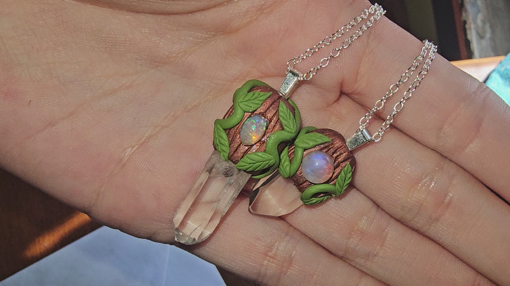 Ethiopian Opal Clear Quartz necklace
