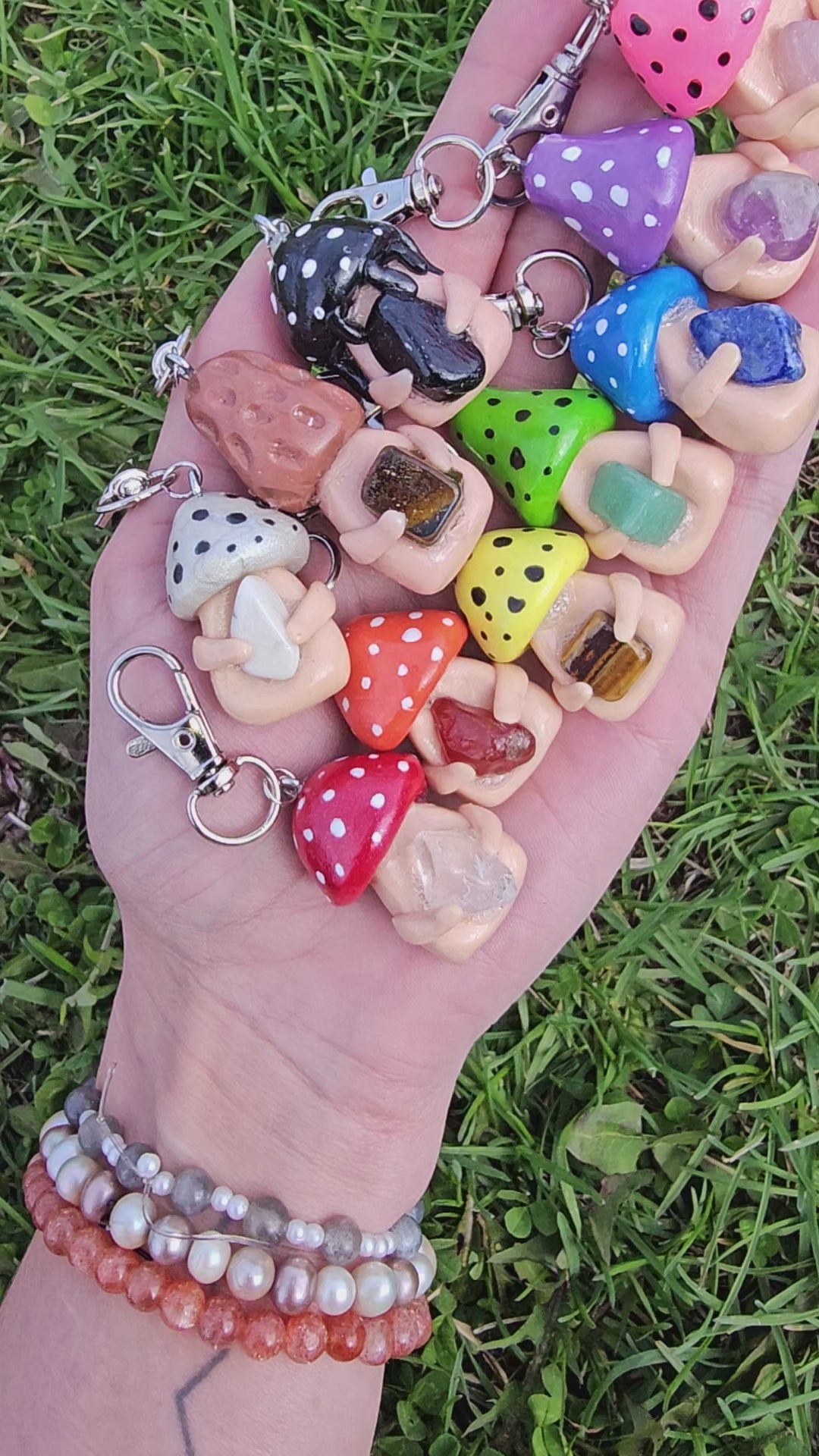 Crystal mushroom keychains