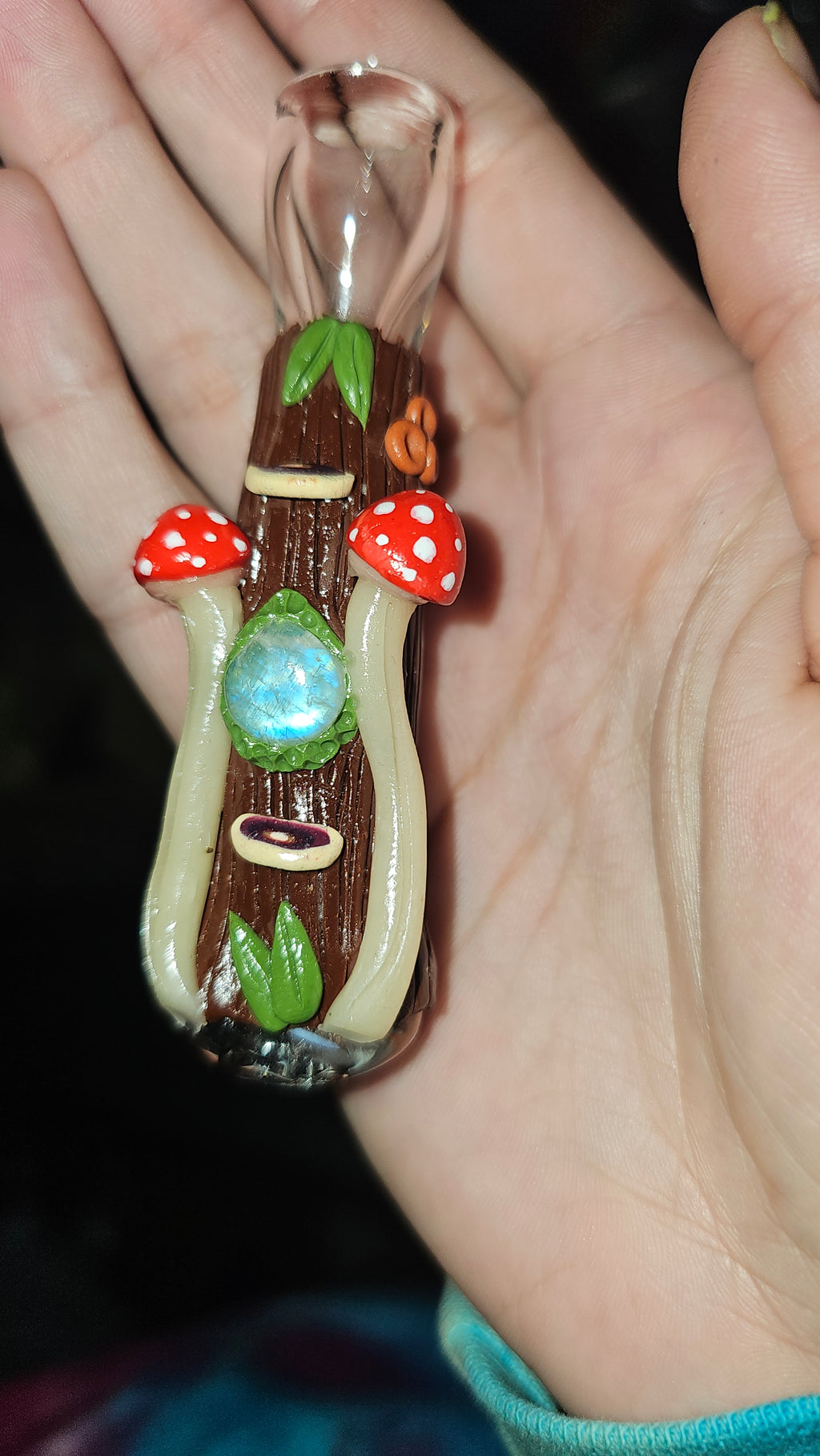 Red amanita moonstone mushroom piece