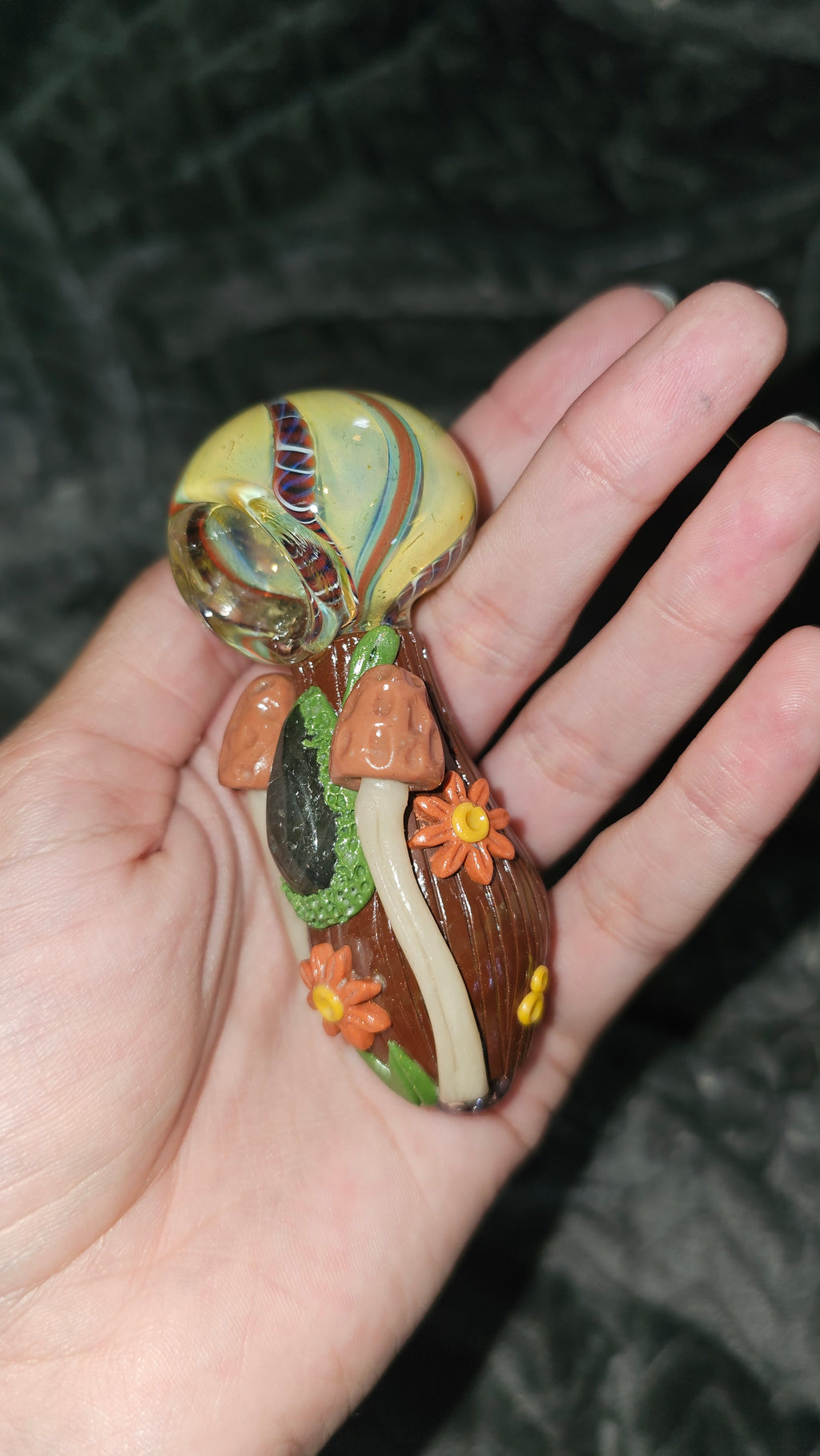 Labradorite morel mushroom bowl