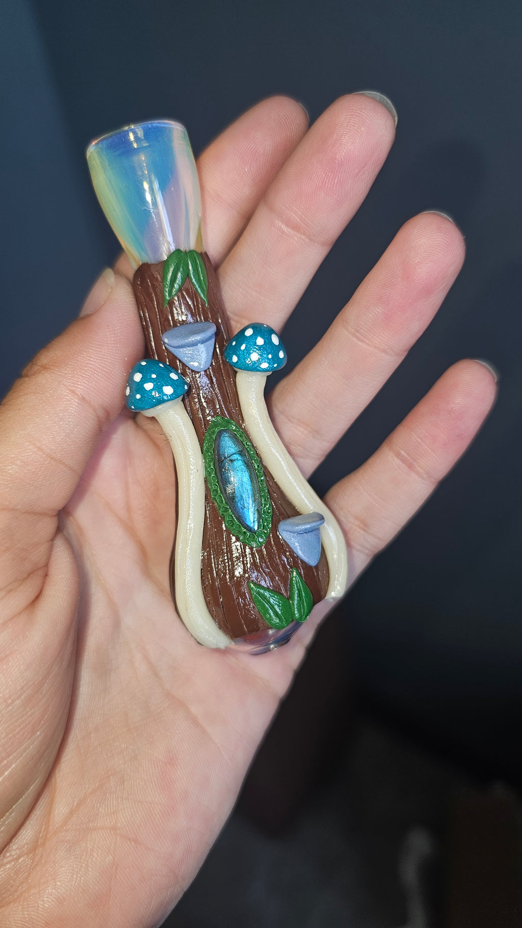 Labradorite blue mushroom chillum