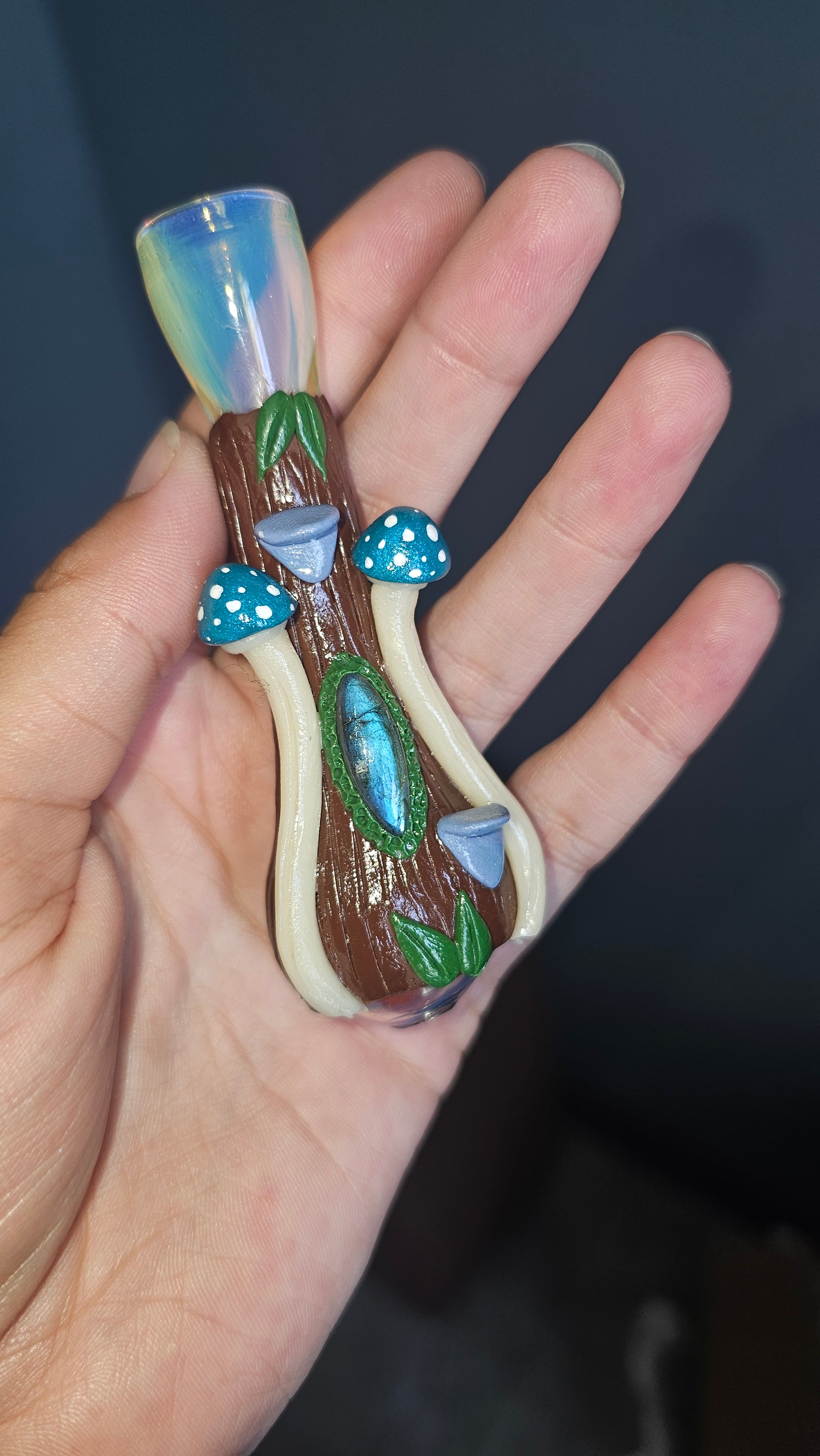 Labradorite blue mushroom chillum