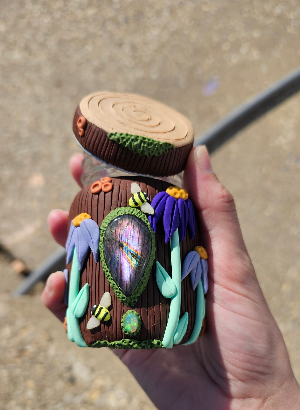 Purple Labradorite Ethiopian opal purple sunflower jar