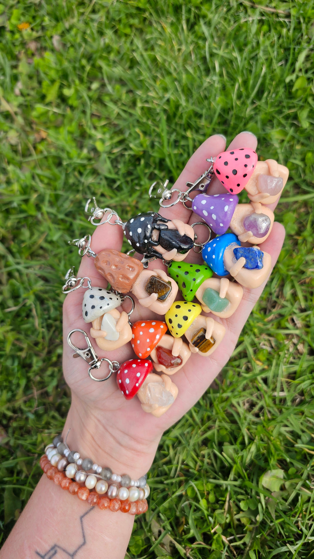 Crystal mushroom keychains