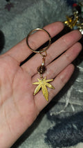 Smokey quartz leaf keychain