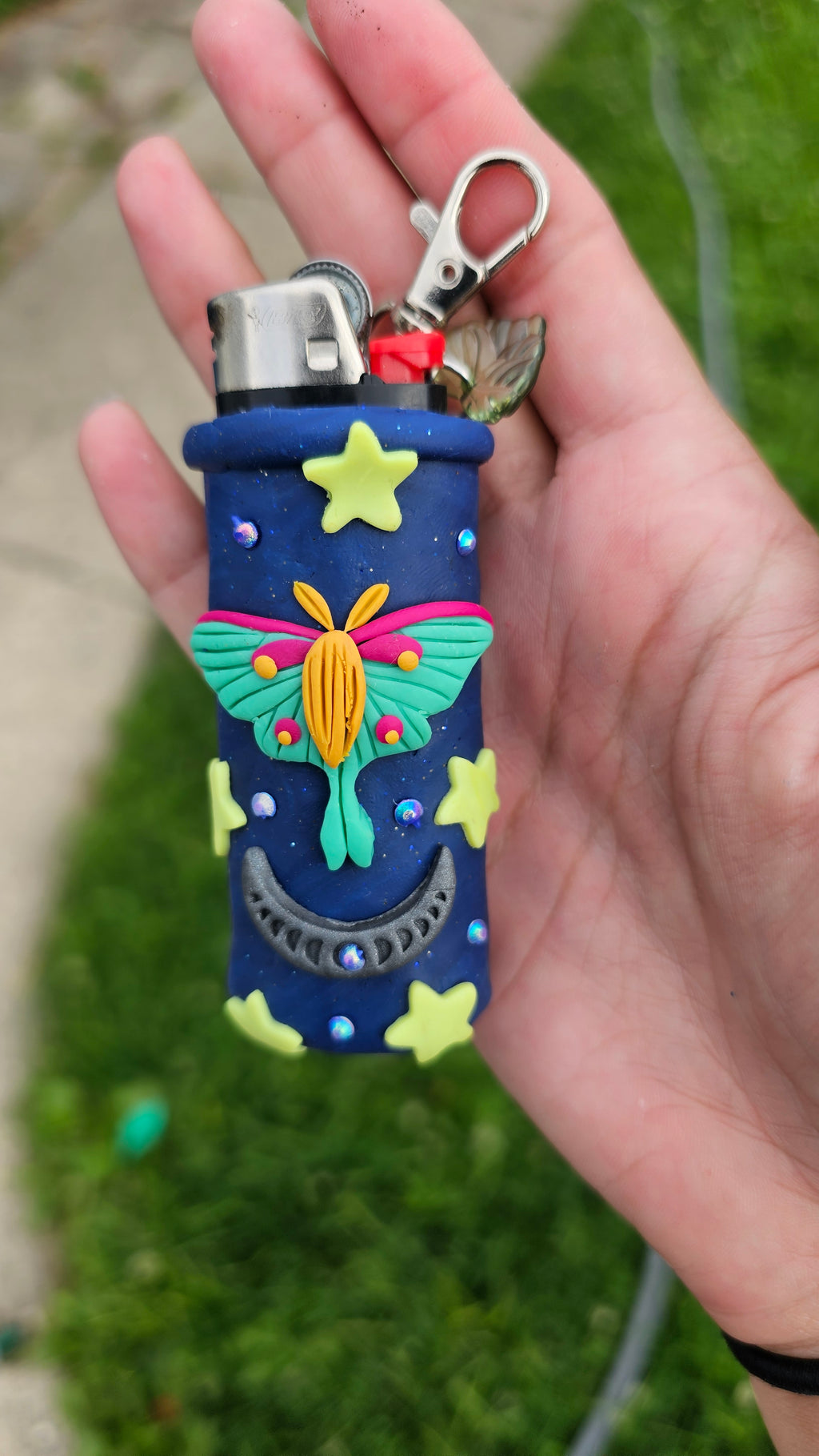 Luna moth lighter case keychain