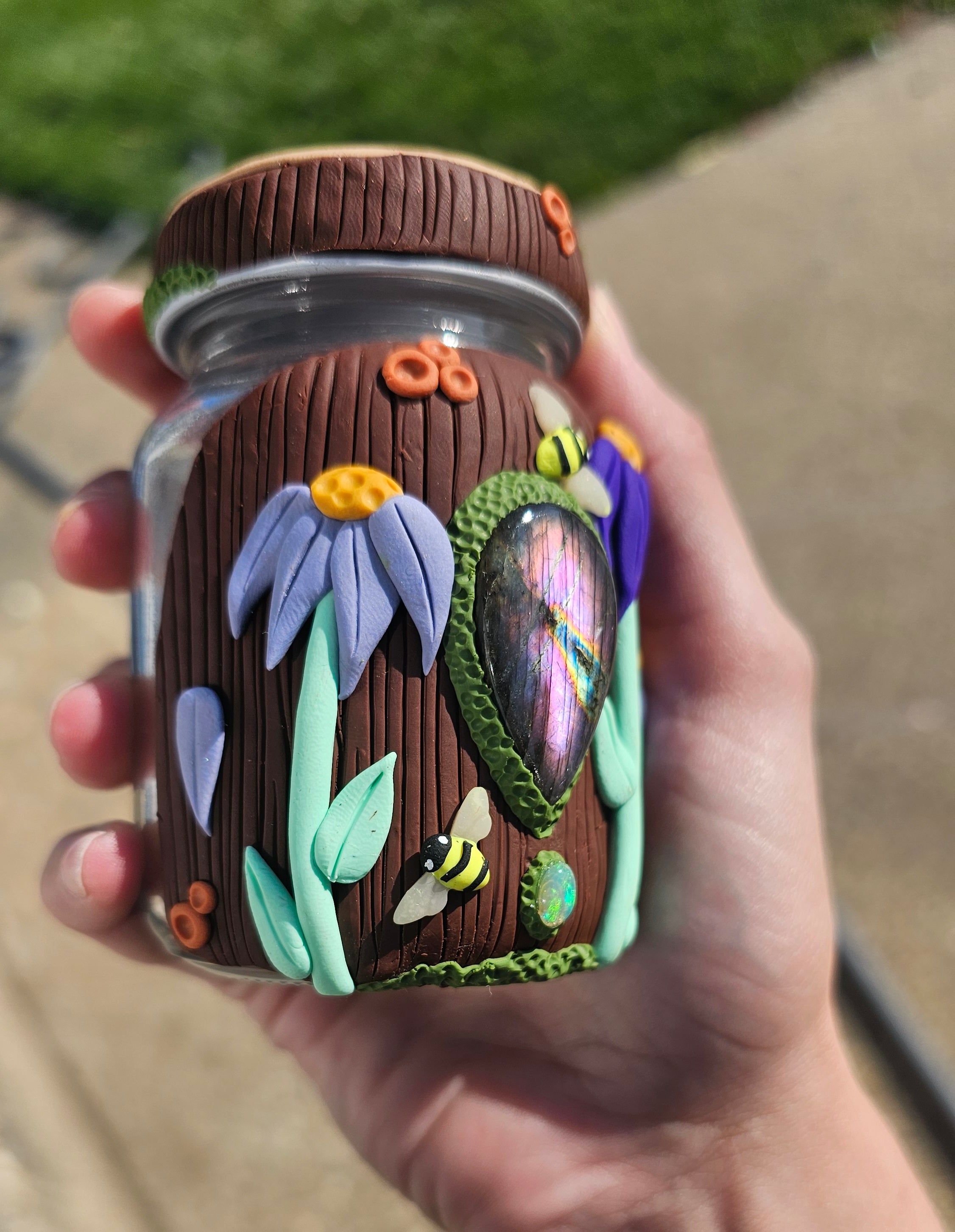 Purple Labradorite Ethiopian opal purple sunflower jar