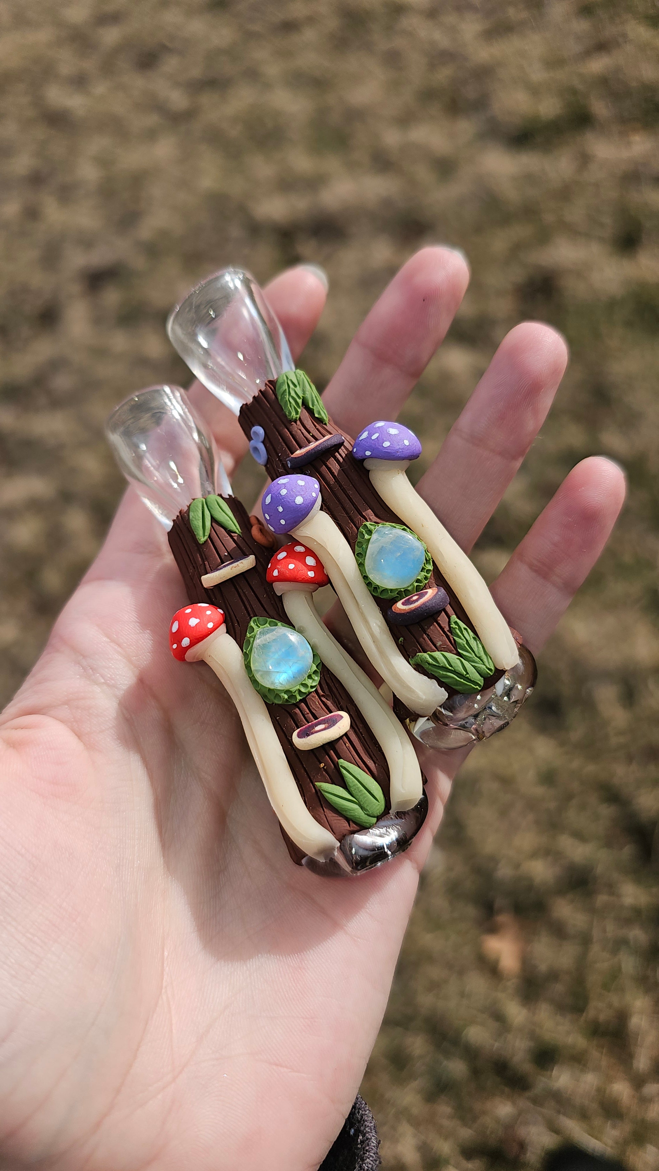 Red amanita moonstone mushroom piece