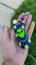 Alien moon stars lighter case holder keychain