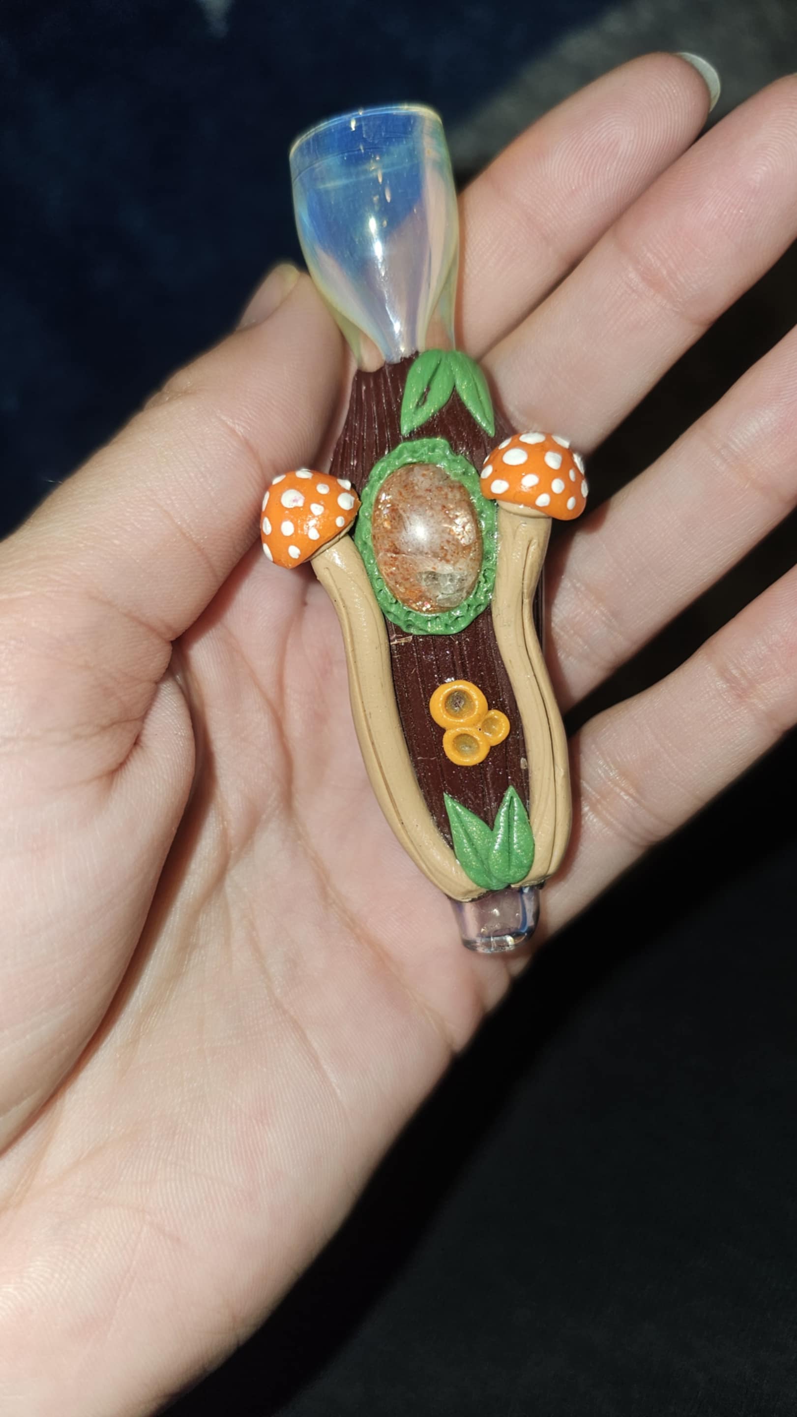 Sunstone orange mushroom piece