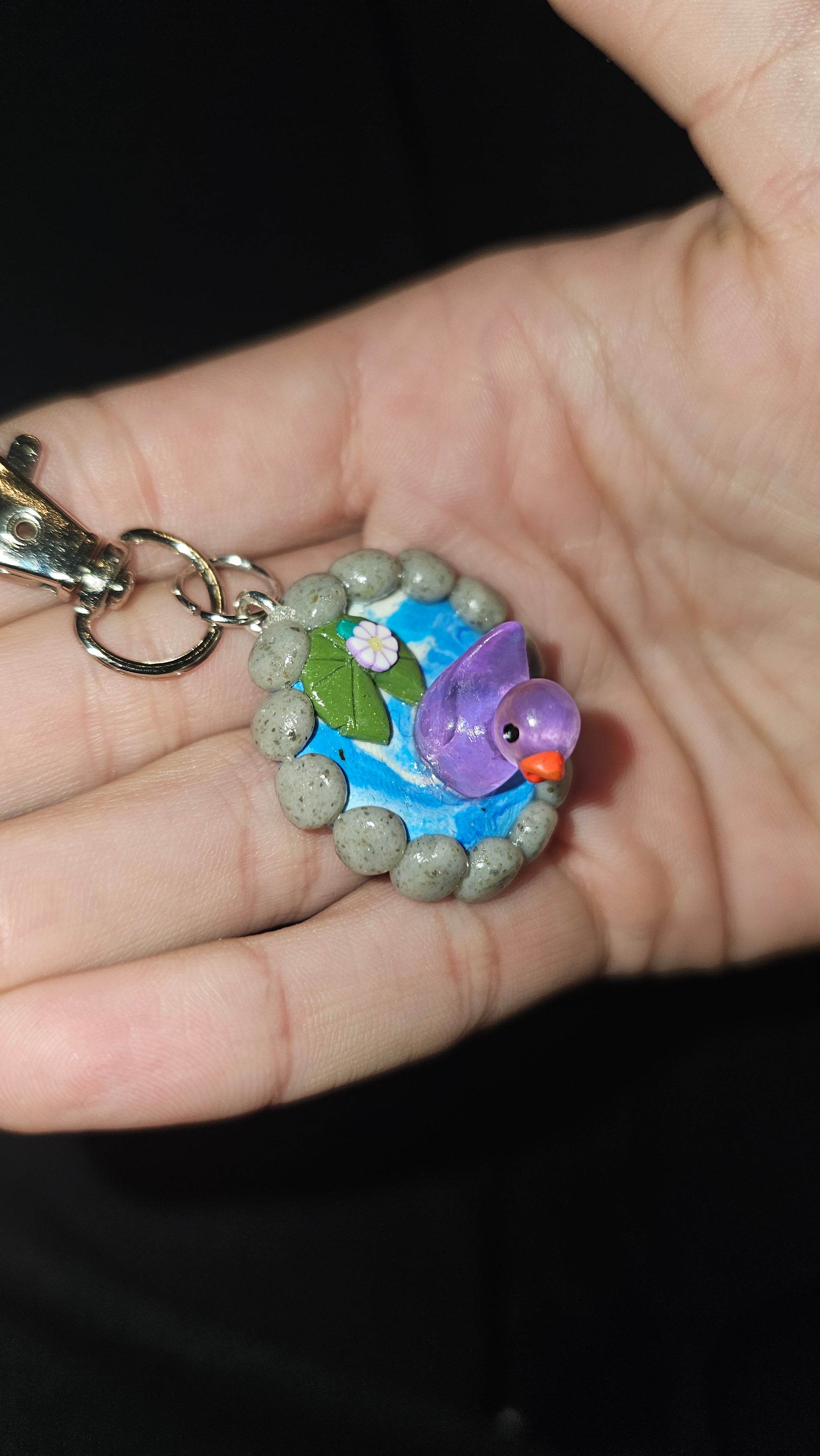 Purple duck pond keychain