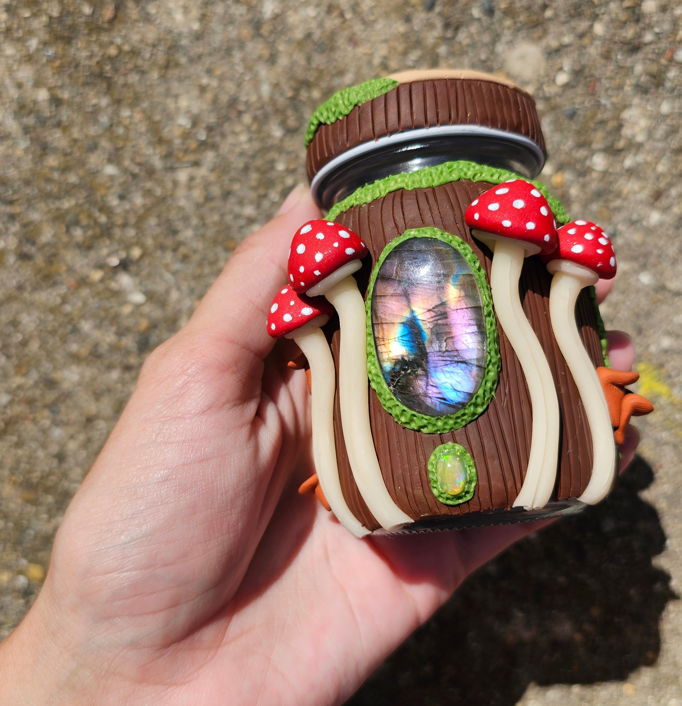 Amanita purple Labradorite Ethiopian opal jar