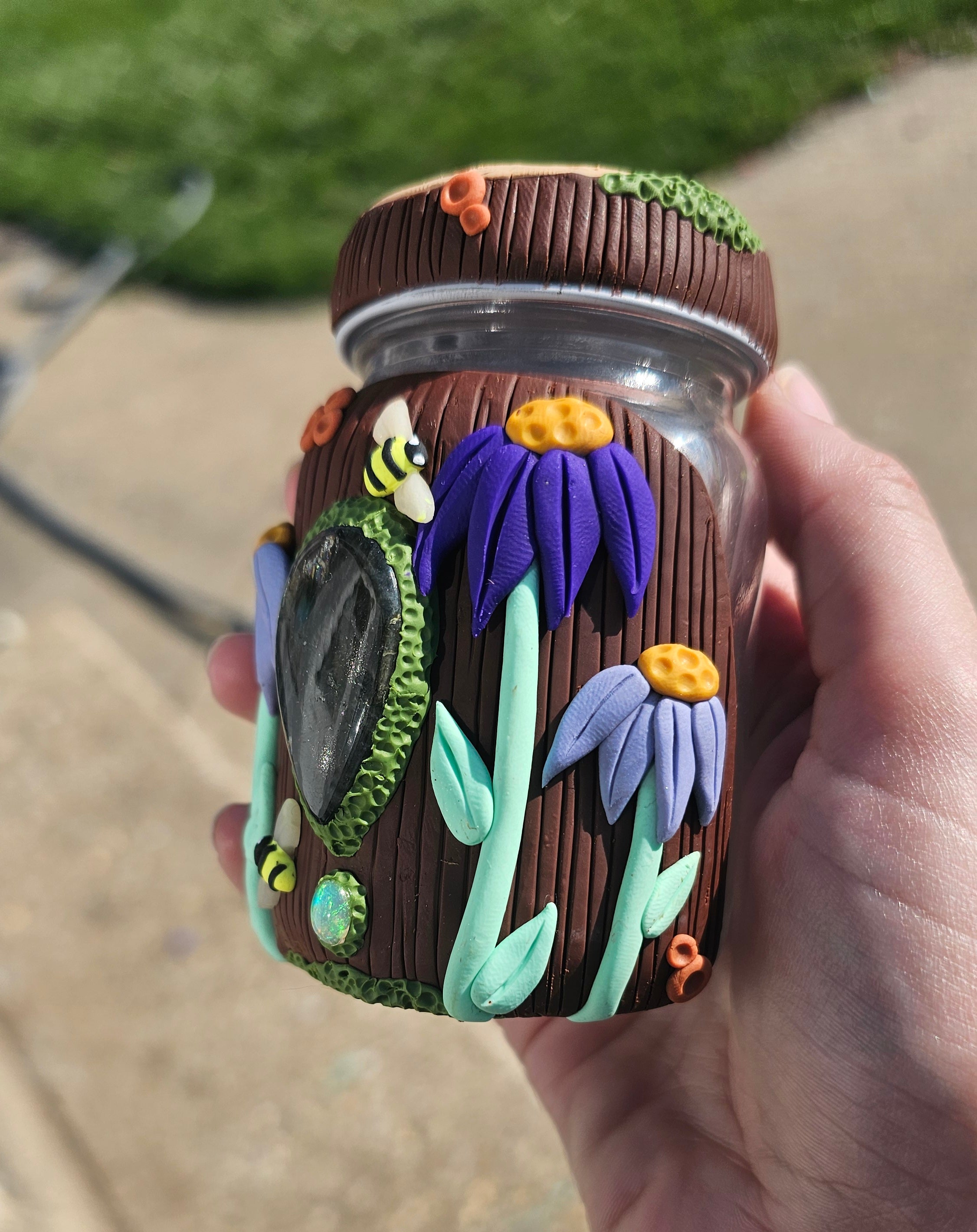 Purple Labradorite Ethiopian opal purple sunflower jar