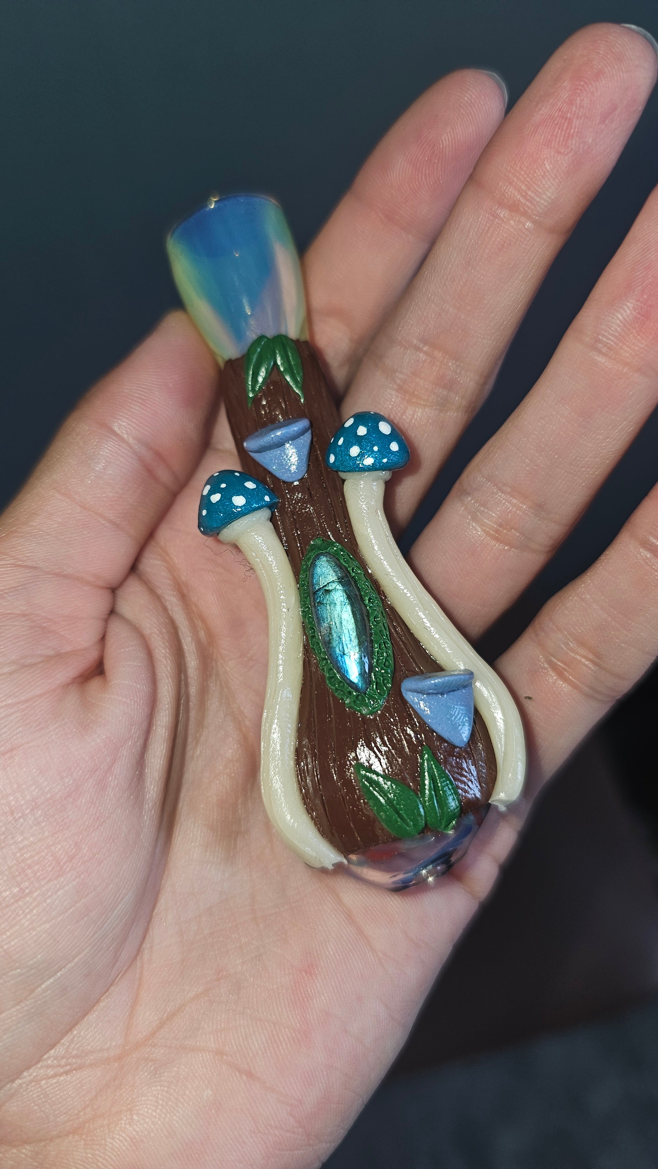 Labradorite blue mushroom chillum