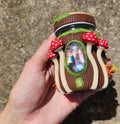 Purple Labradorite Ethiopian opal Amanita glow in the dark jar