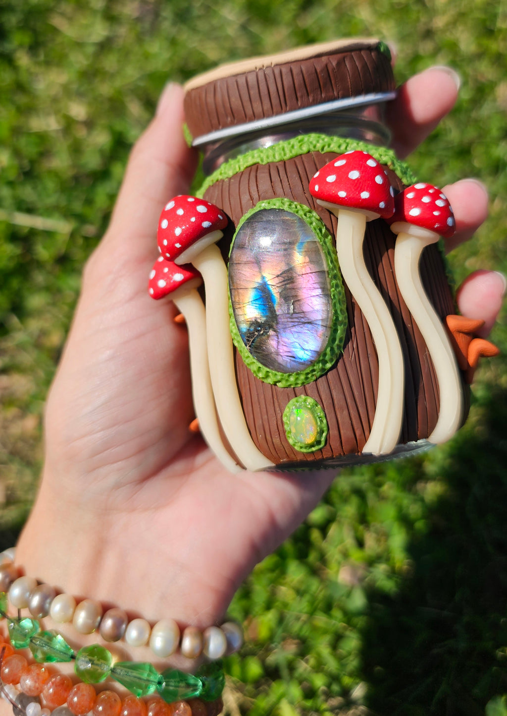 Amanita purple Labradorite Ethiopian opal jar