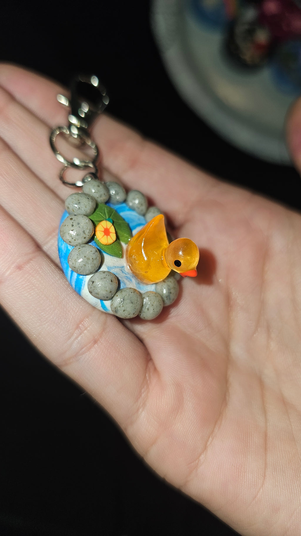 Orange duck pond keychain