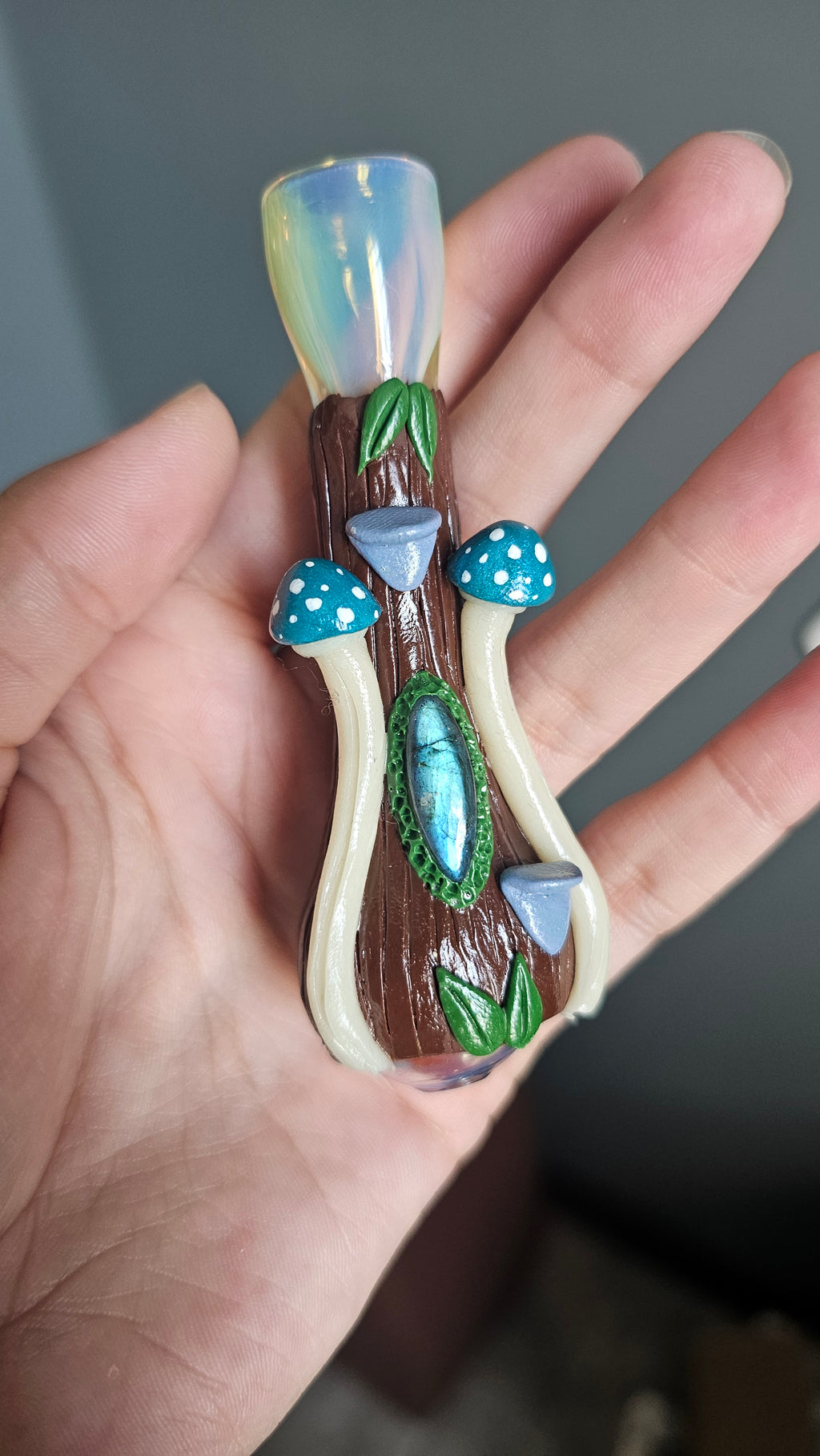 Labradorite blue mushroom chillum