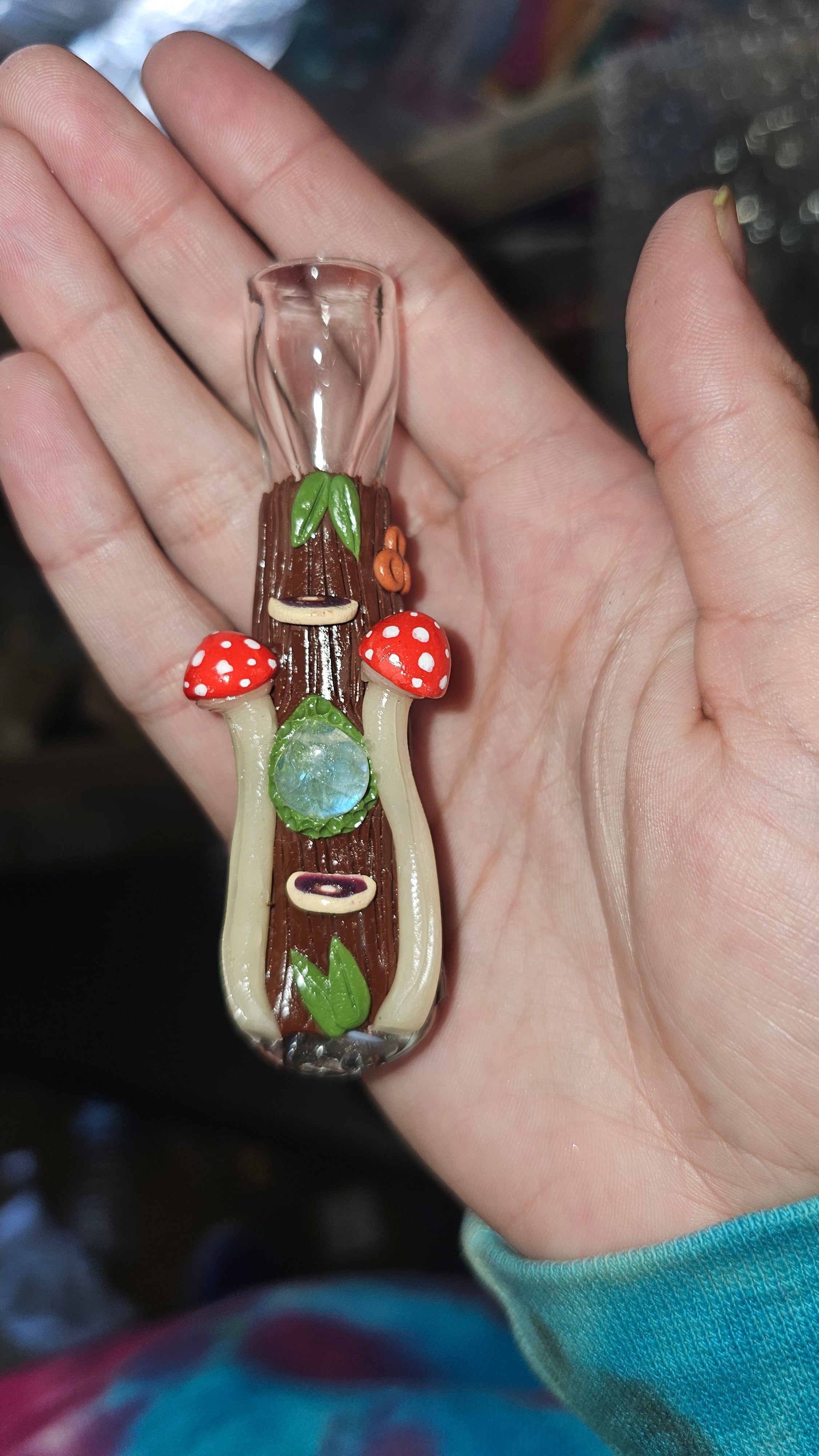 Red amanita moonstone mushroom piece