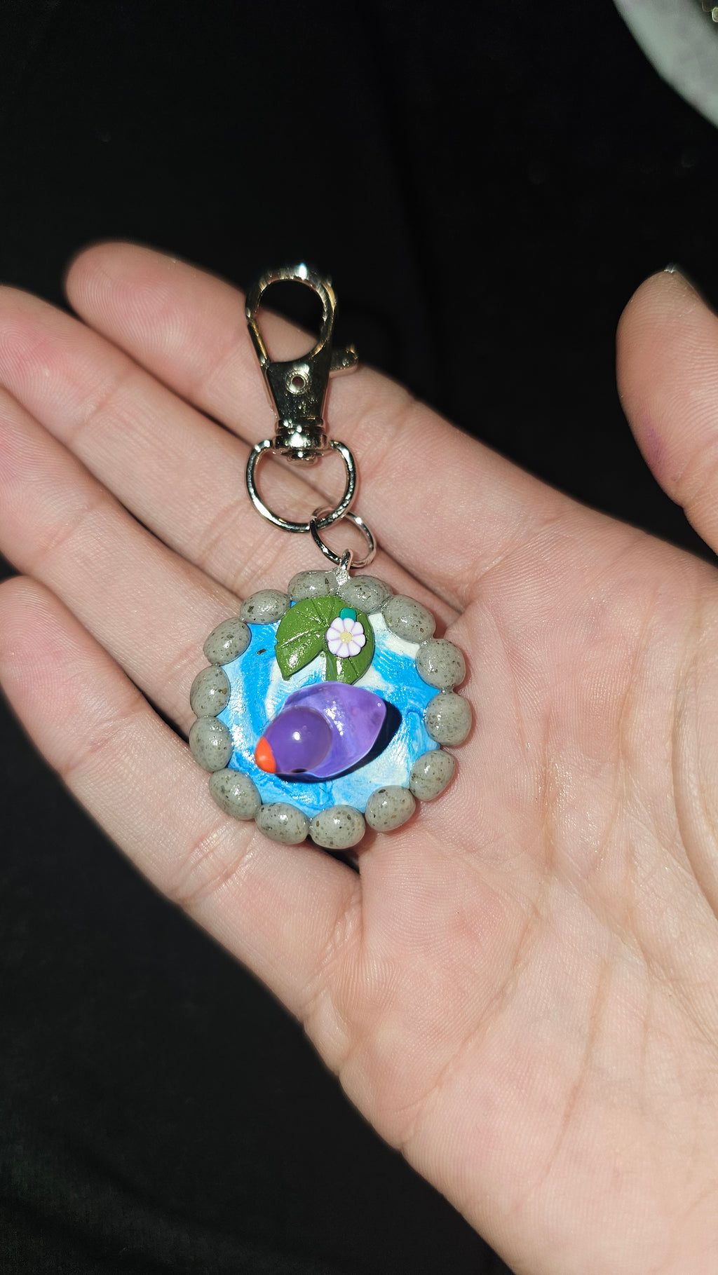 Purple duck pond keychain