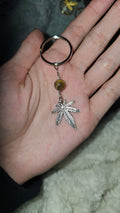 Golden tigers eye leaf keychain