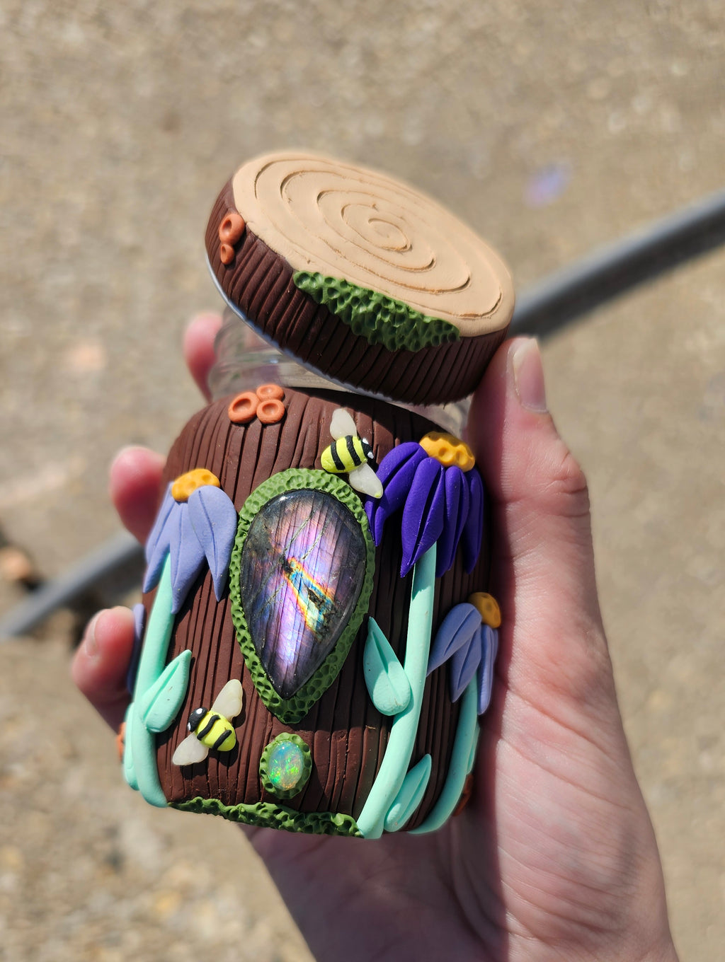 Purple Labradorite Ethiopian opal purple sunflower jar