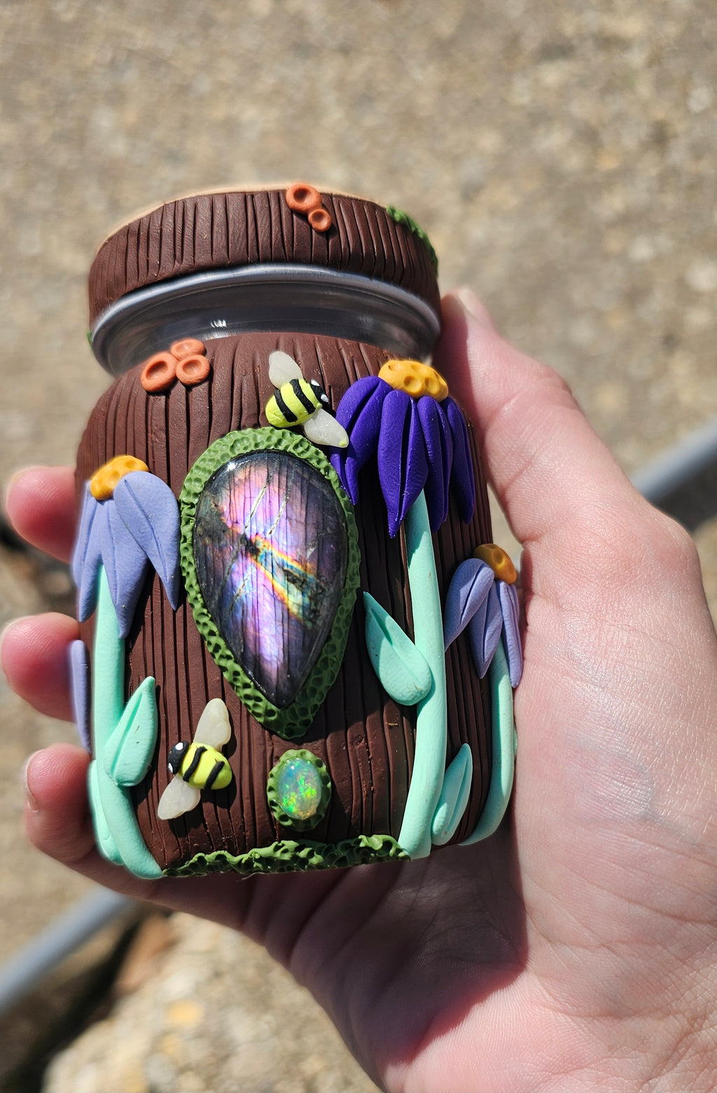 Purple Labradorite Ethiopian opal purple sunflower jar