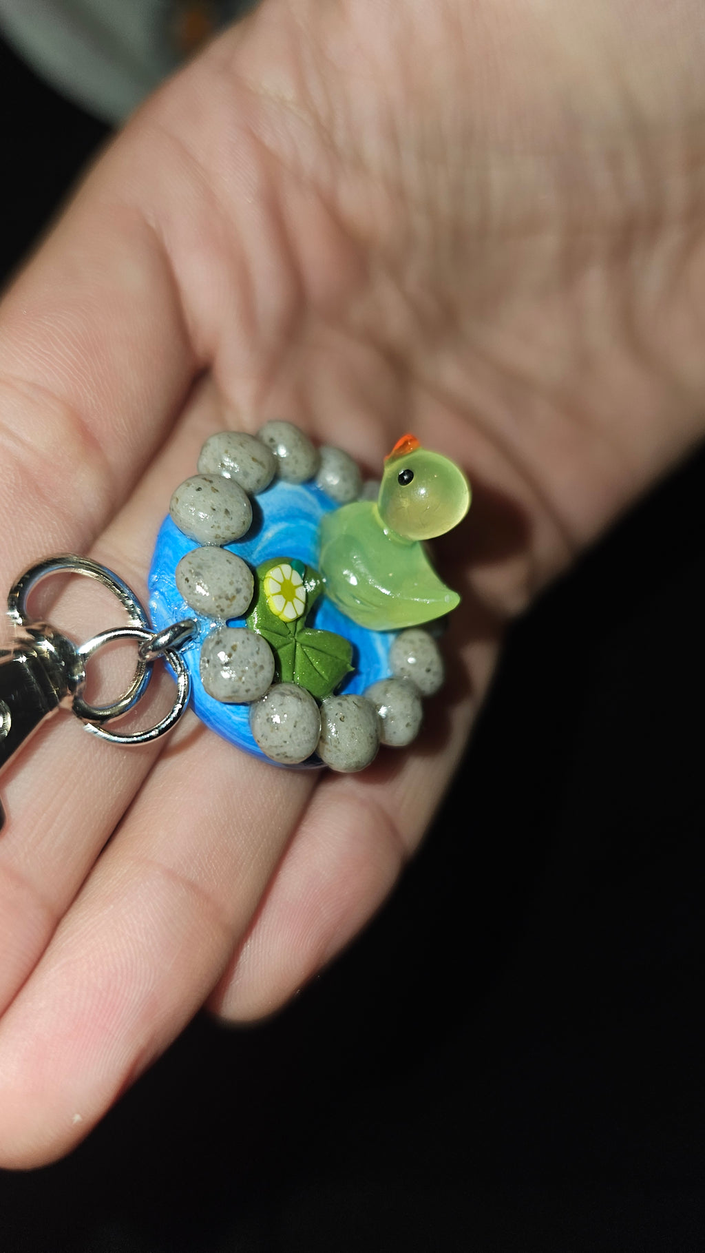 Yellow duck pond keychain