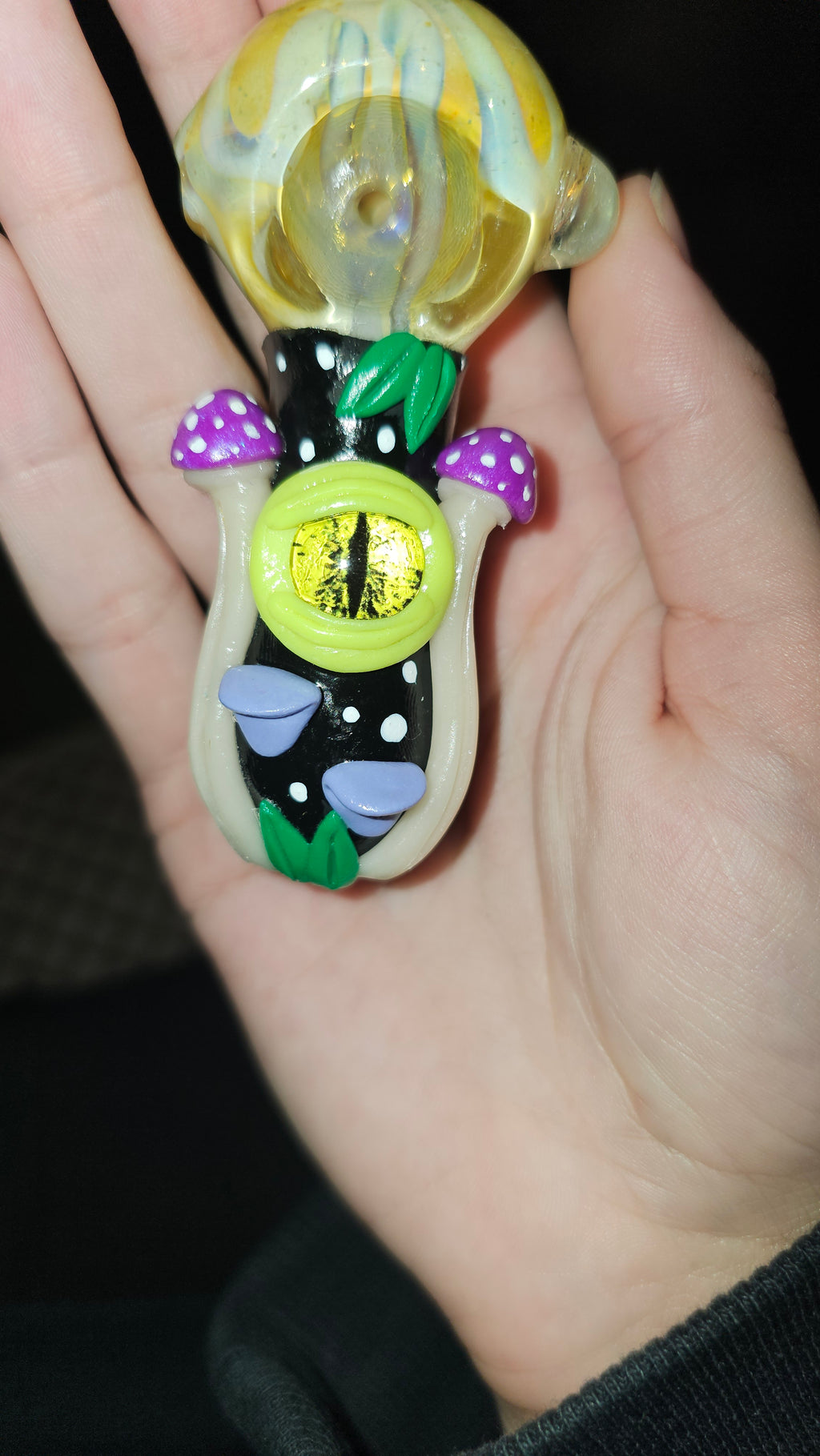 Yellow and purple eyeball mushies