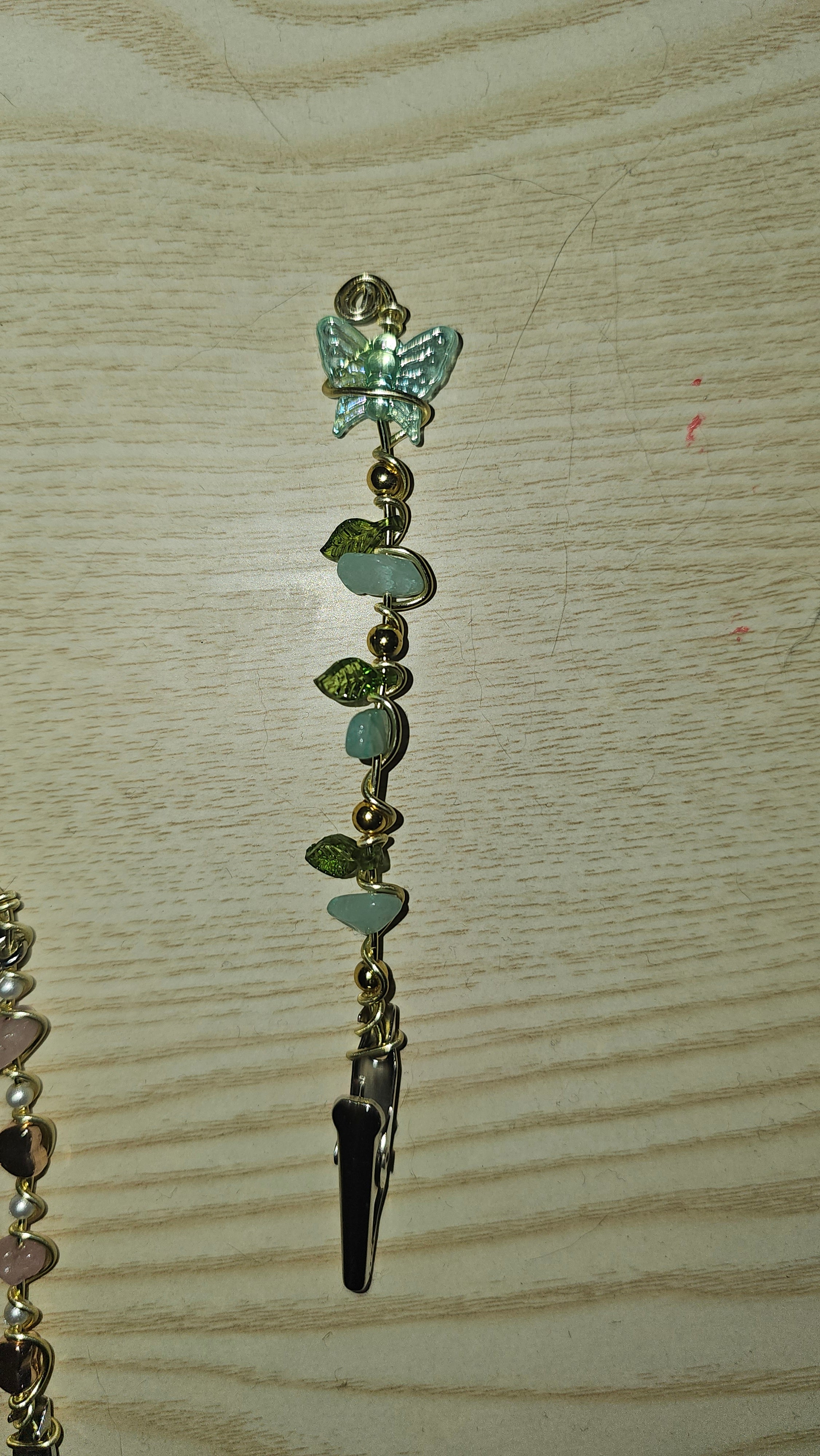 Aquamarine butterfly clip