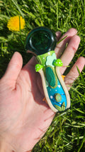 Malachite Ethiopian opal glow in the dark green muchroom bowl