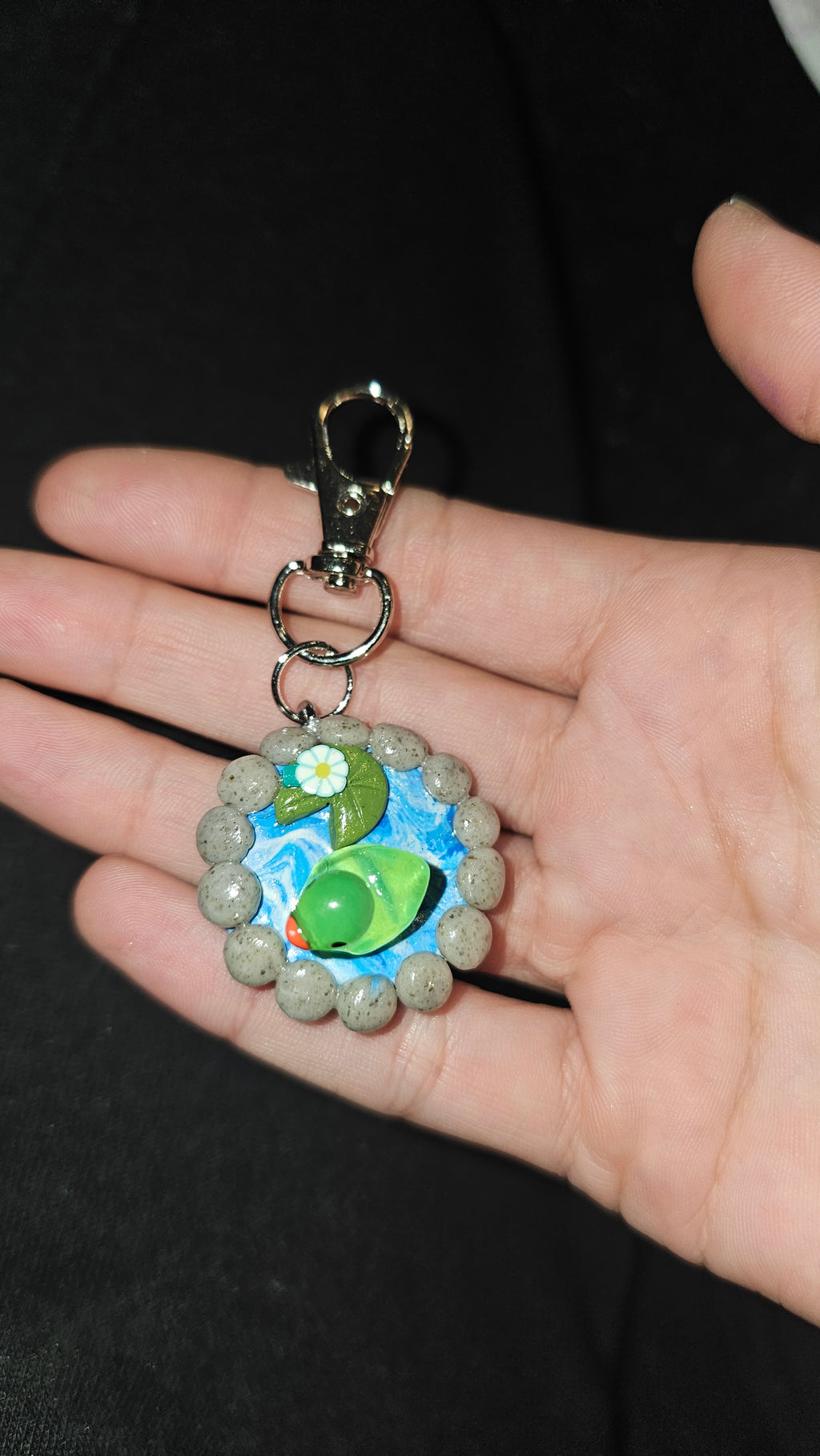 Green duck pond keychain
