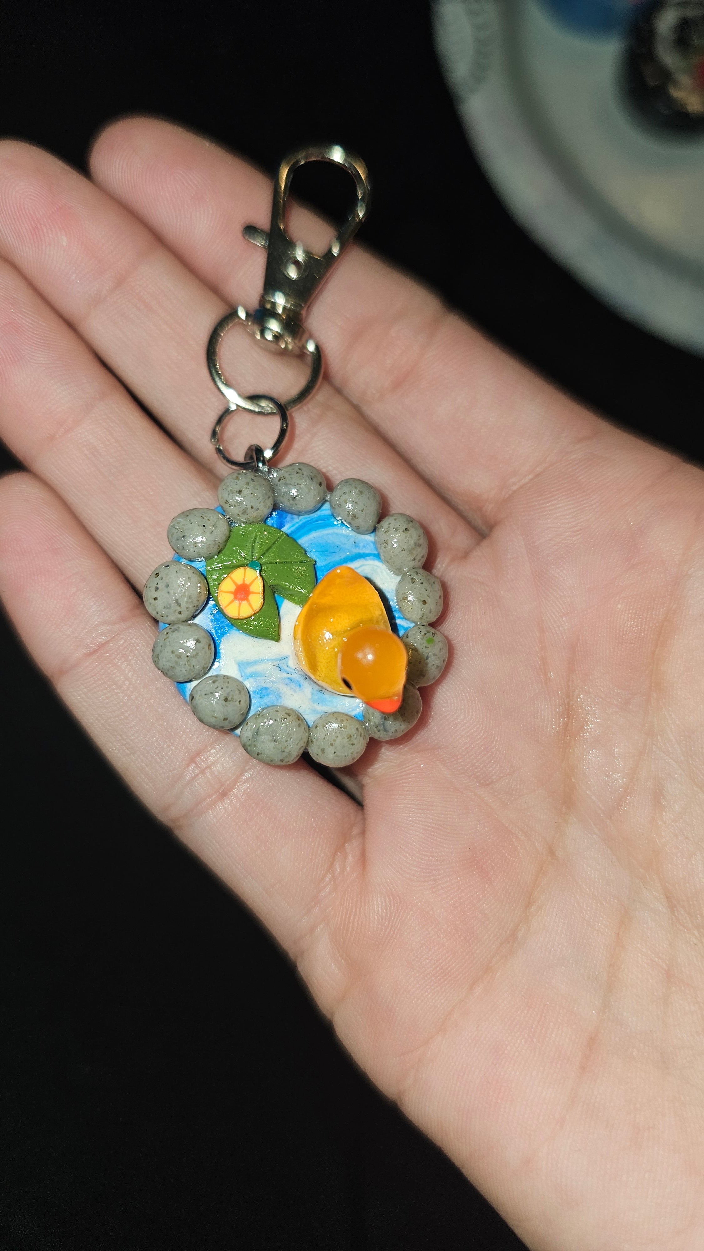 Orange duck pond keychain