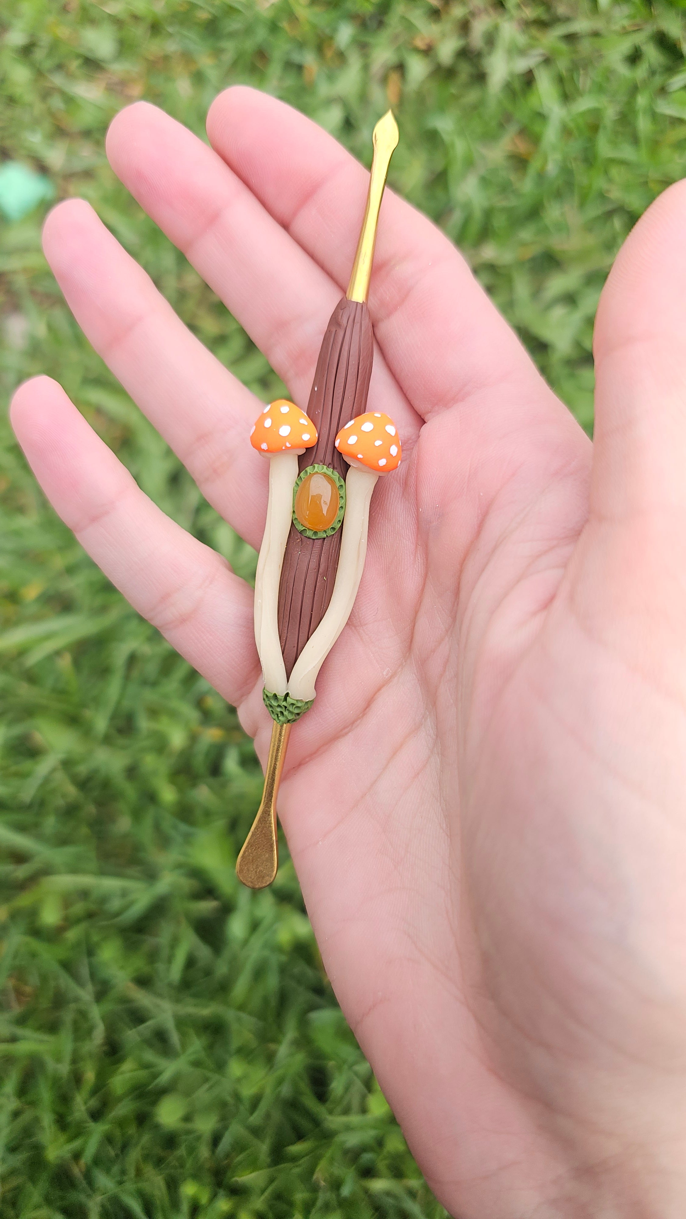 Carnelian orange mushroom dab tool