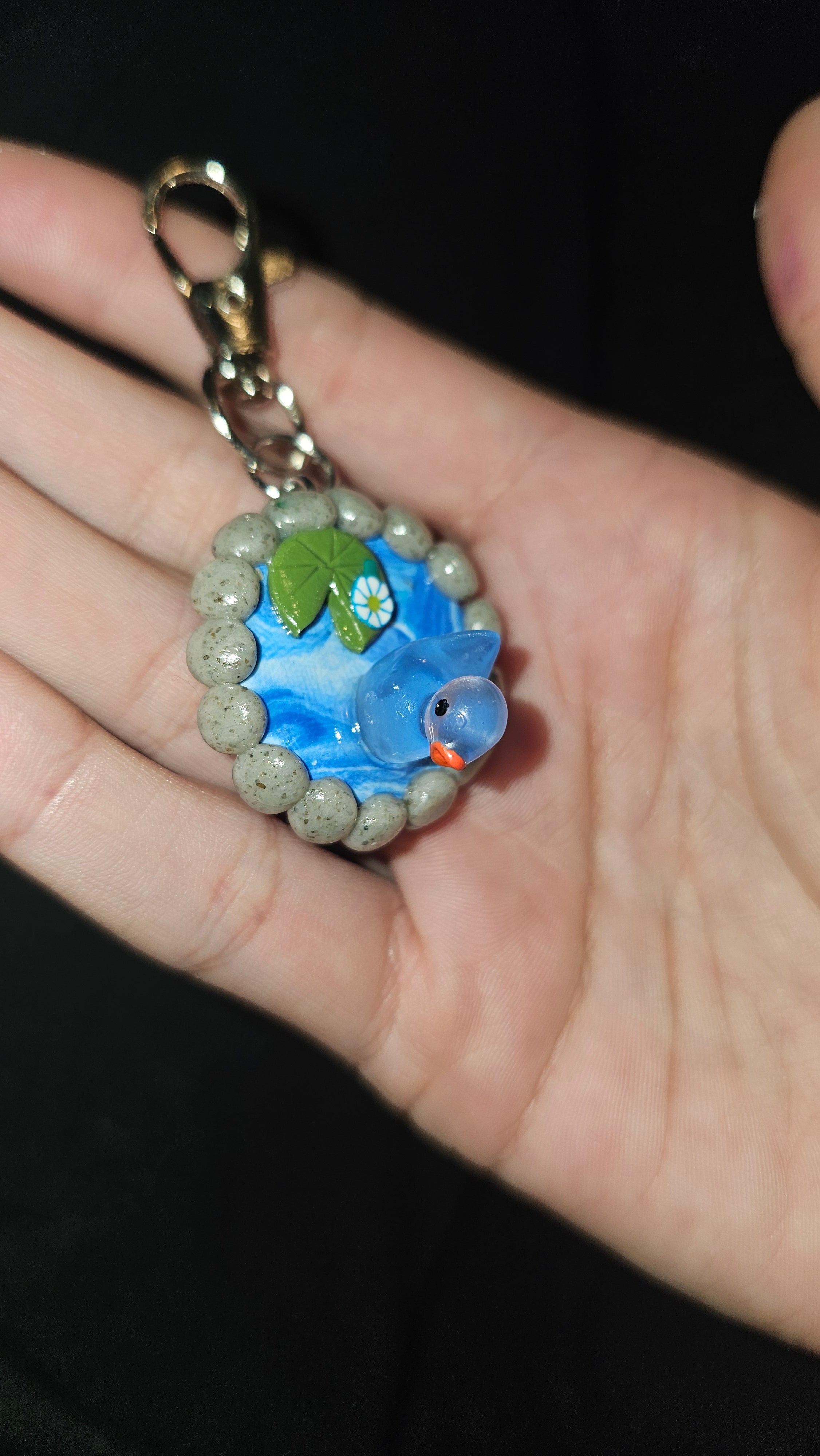 Blue duck pond keychain