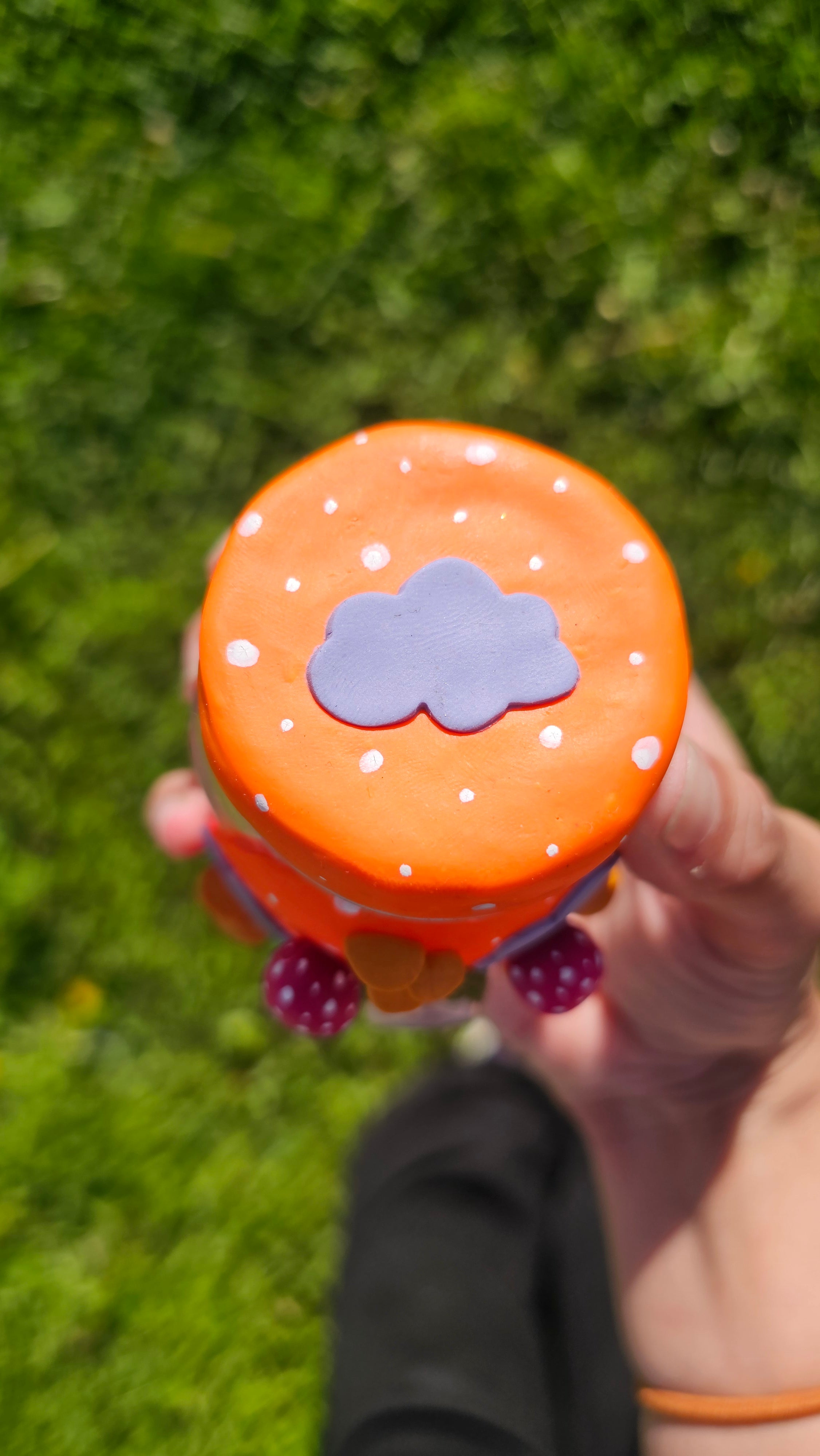 Glow in the dark pink mushroom moonstone Ethiopian opal stash jar