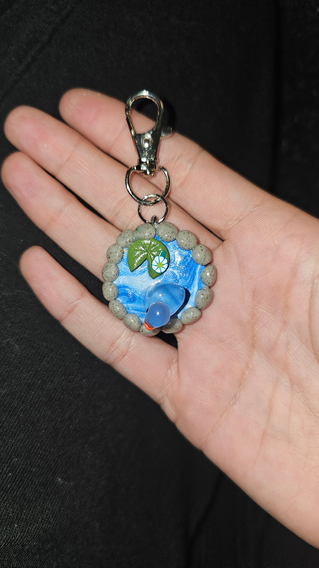 Blue duck pond keychain