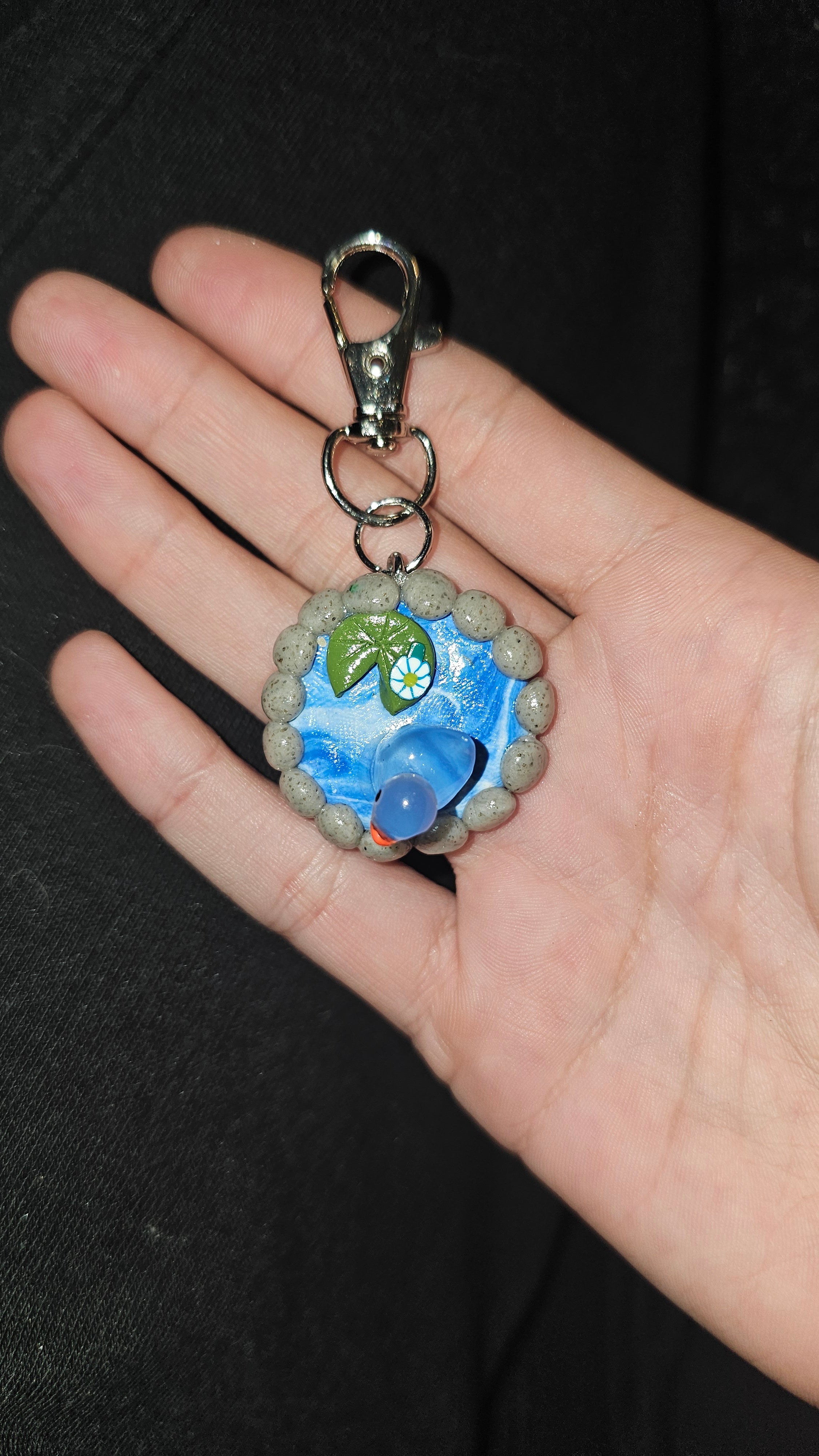 Blue duck pond keychain