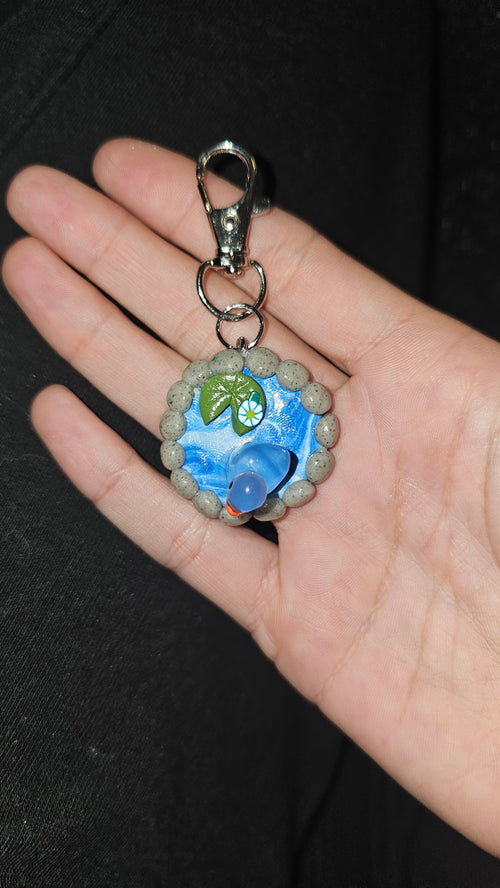 Blue duck pond keychain