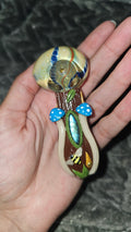 Blue mushroom bee labradorite bowl