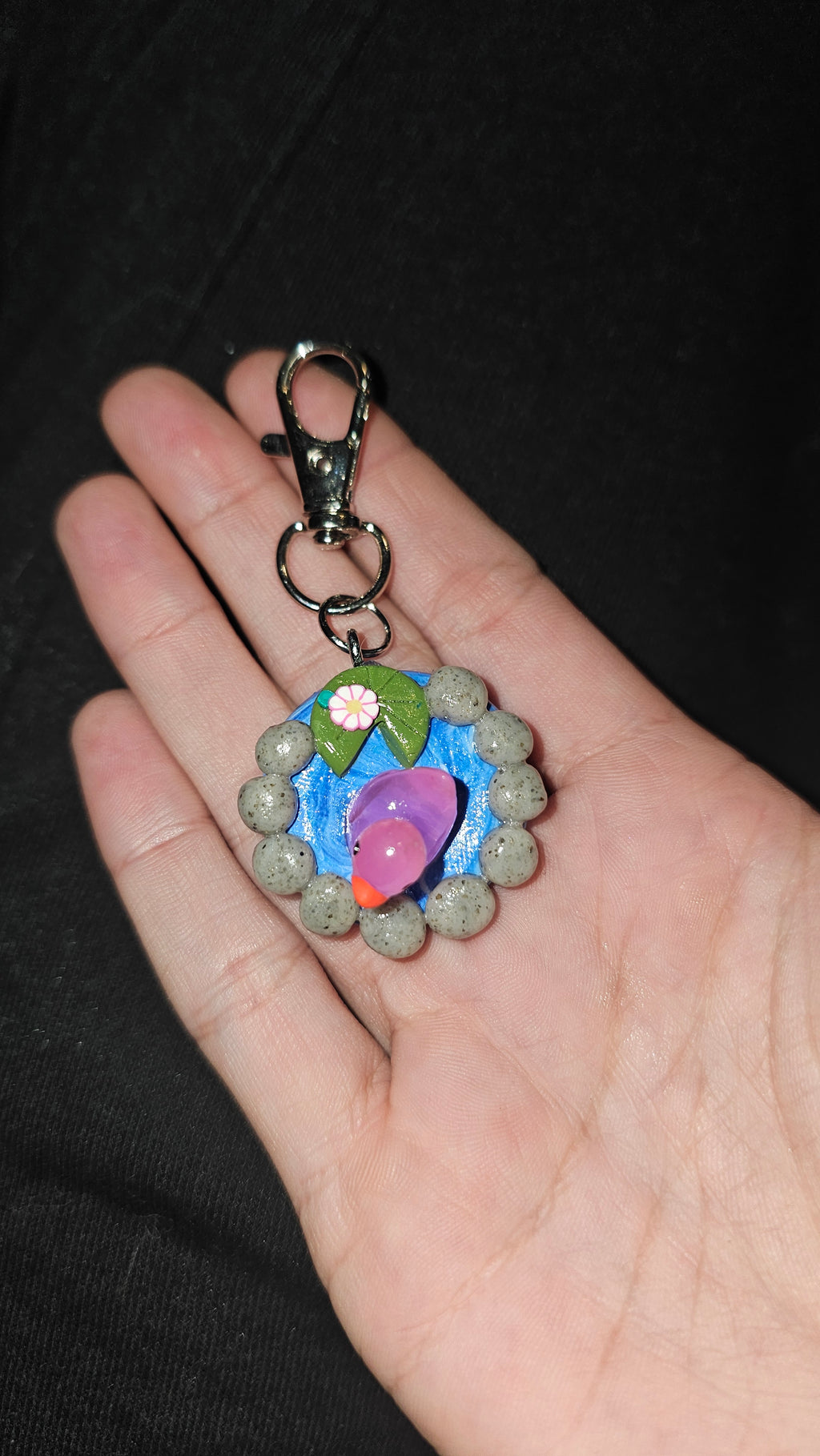 Pink duck pond keychain