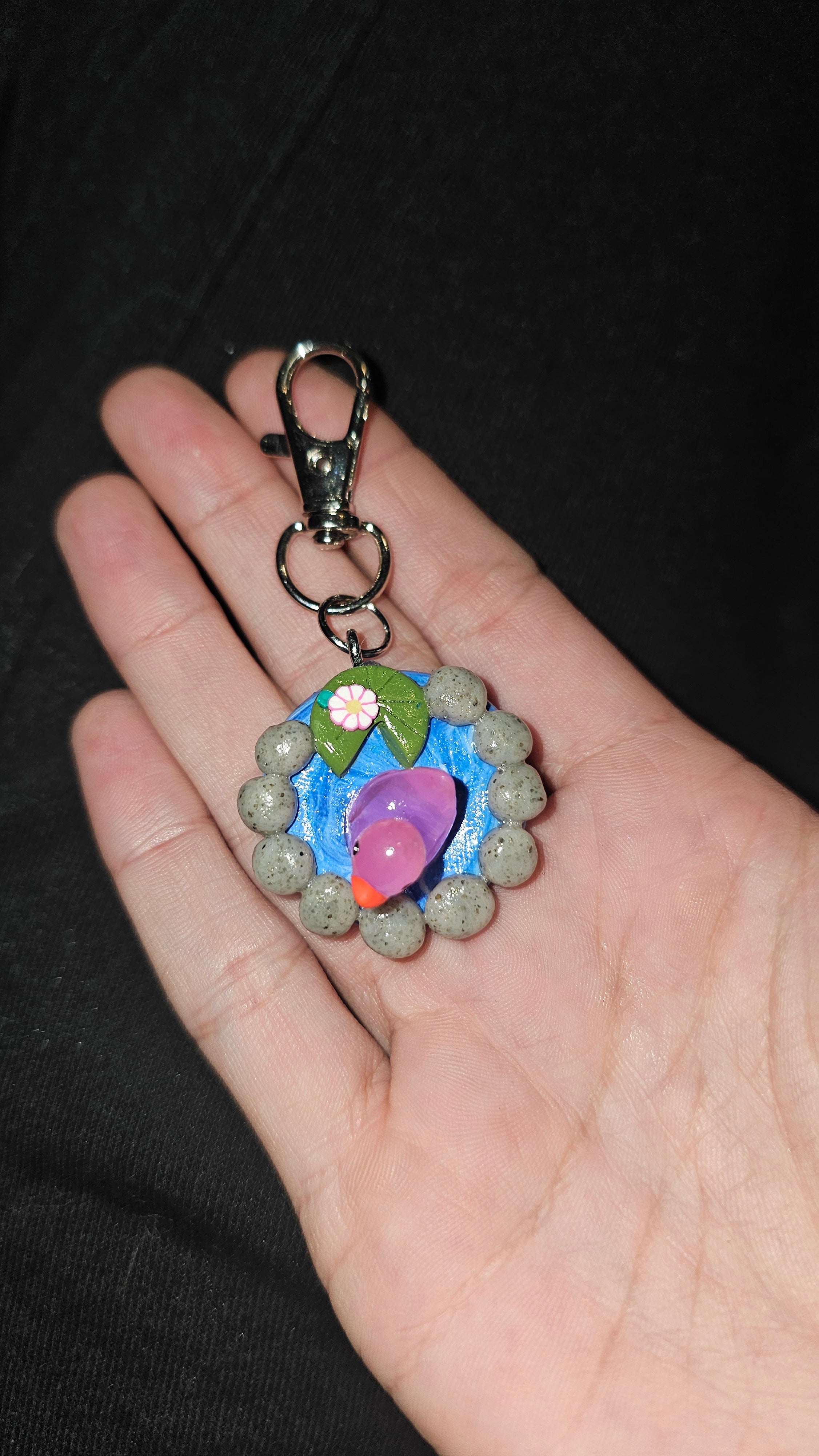Pink duck pond keychain