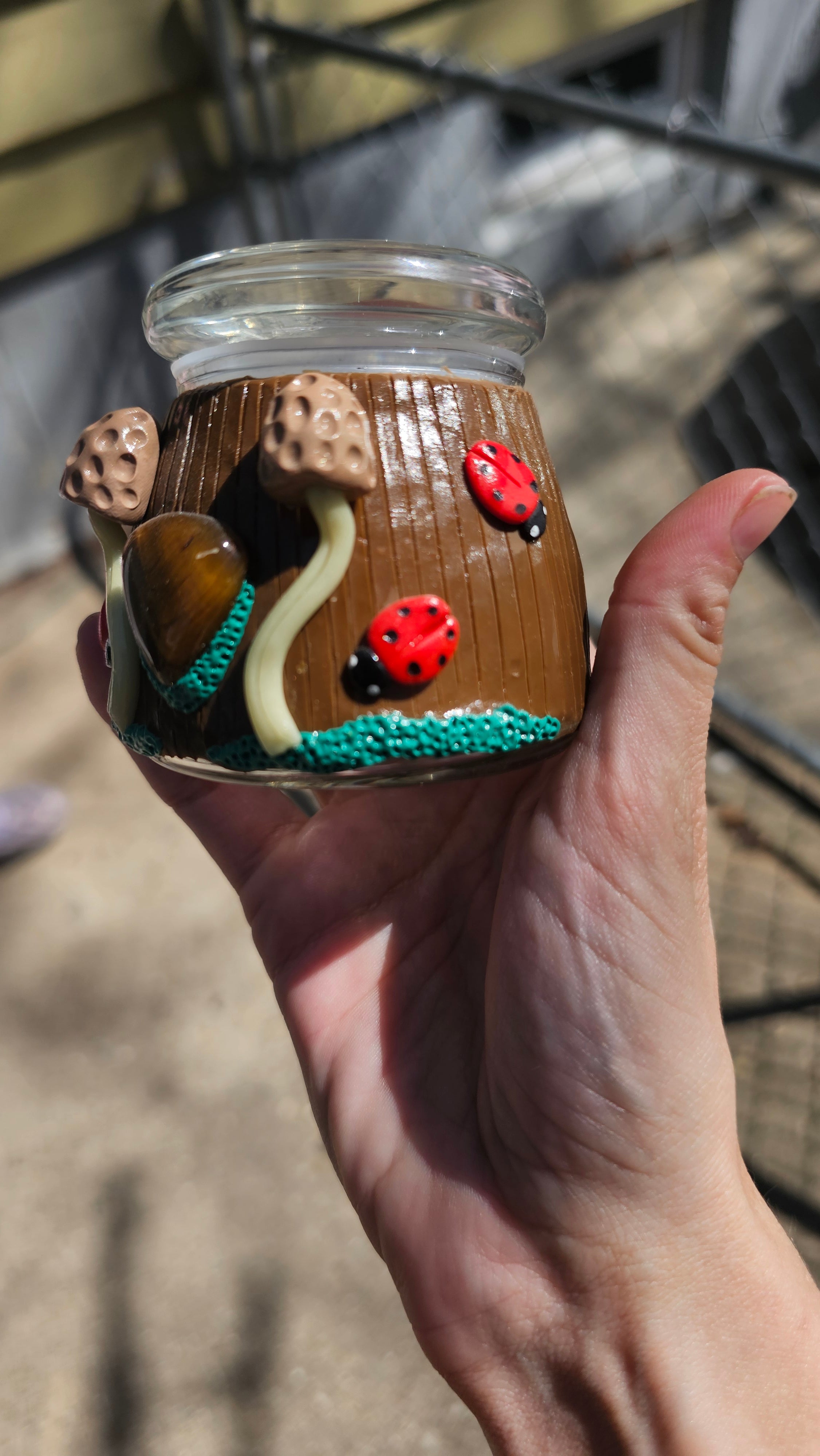 Tigers eye Morel ladybug jar